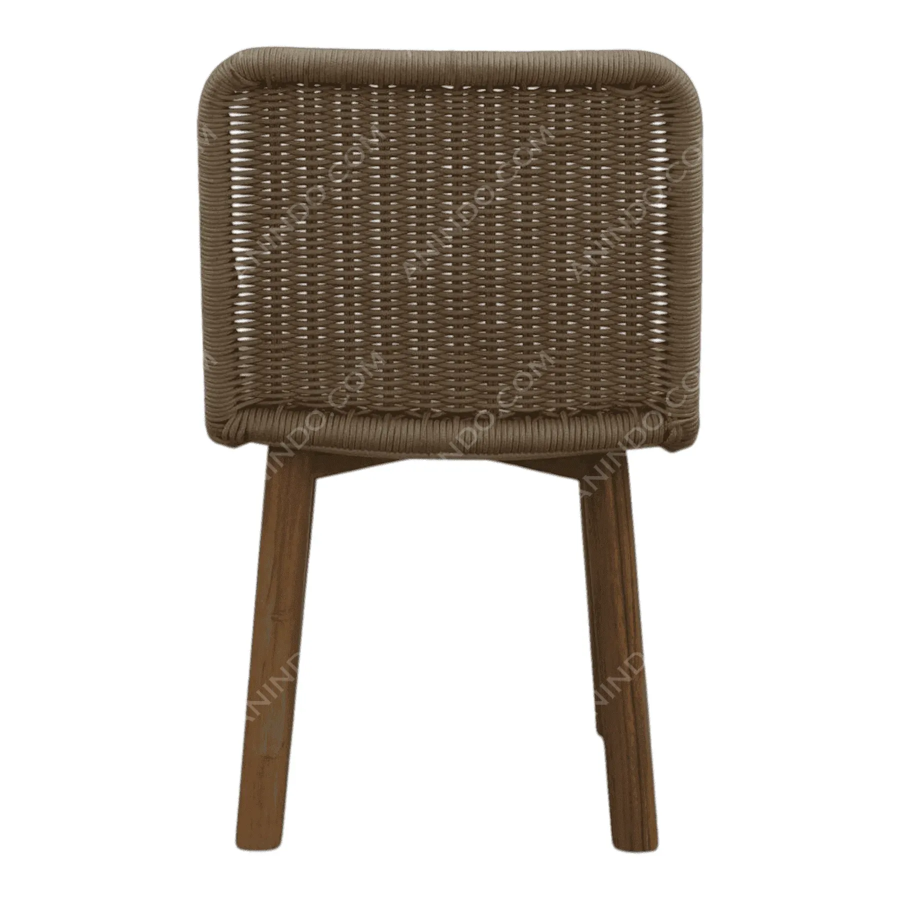 Brown wicker chair with wooden legs