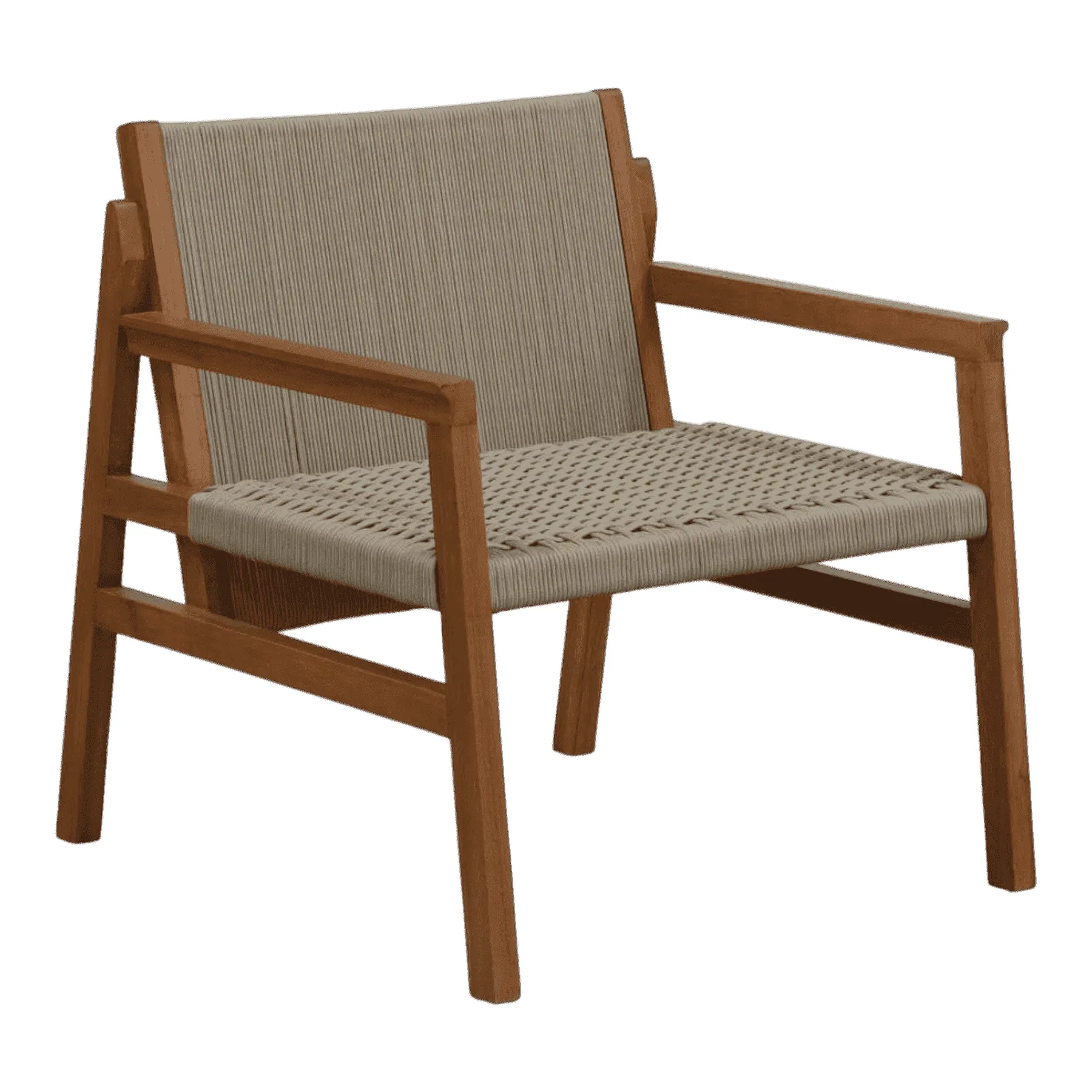 Modern wooden chair with woven seat