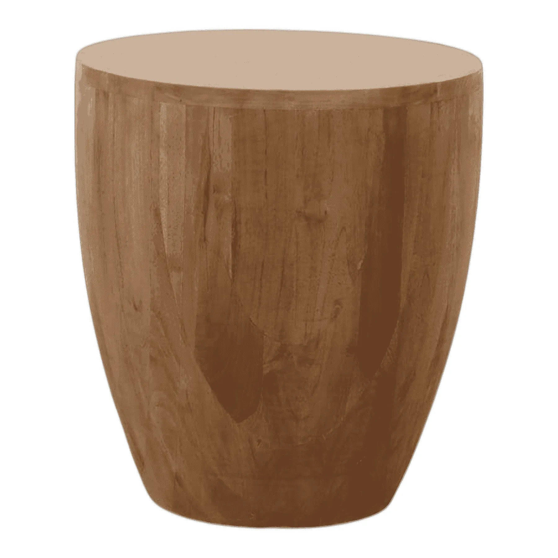 Round wooden side table with smooth finish