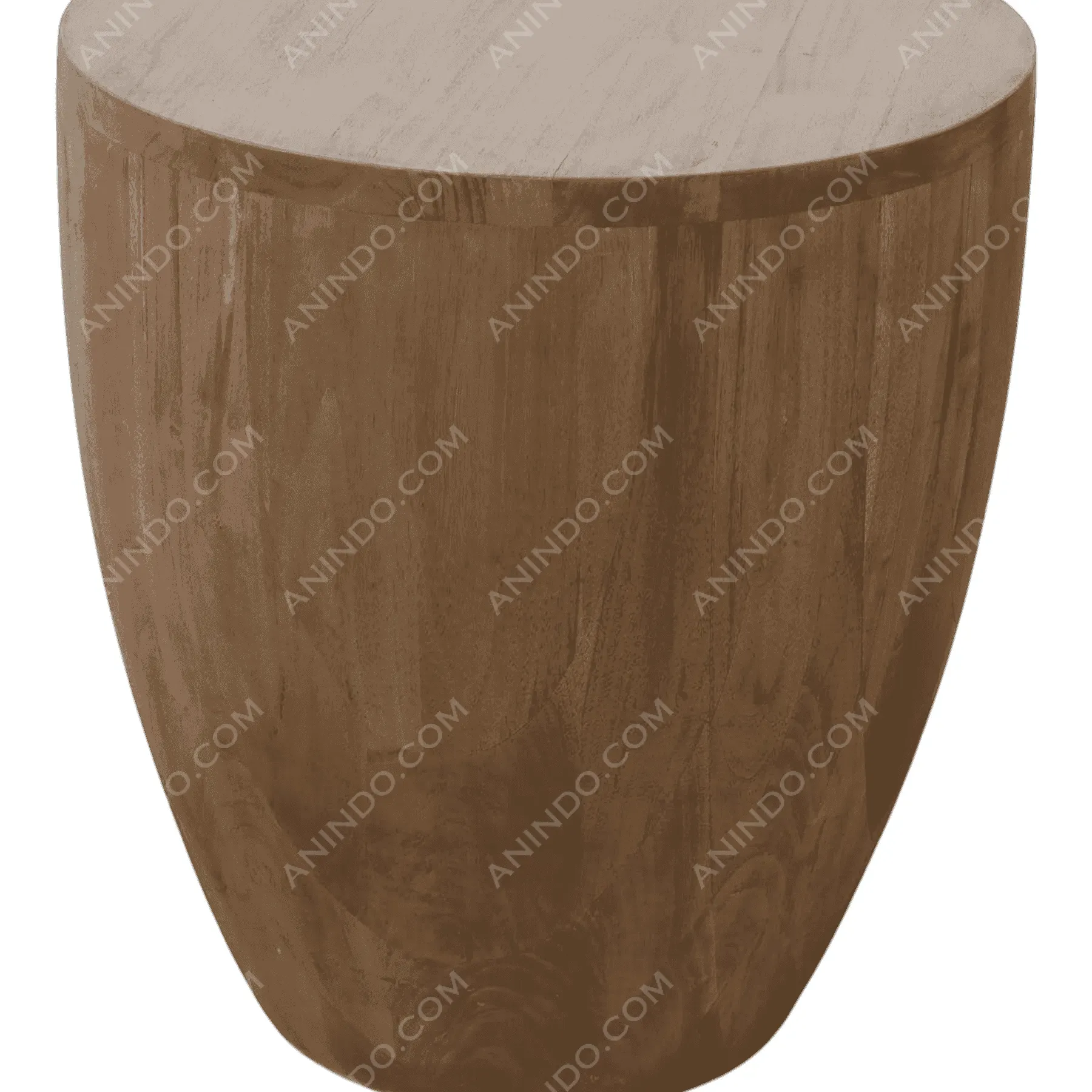 Round wooden side table with smooth finish