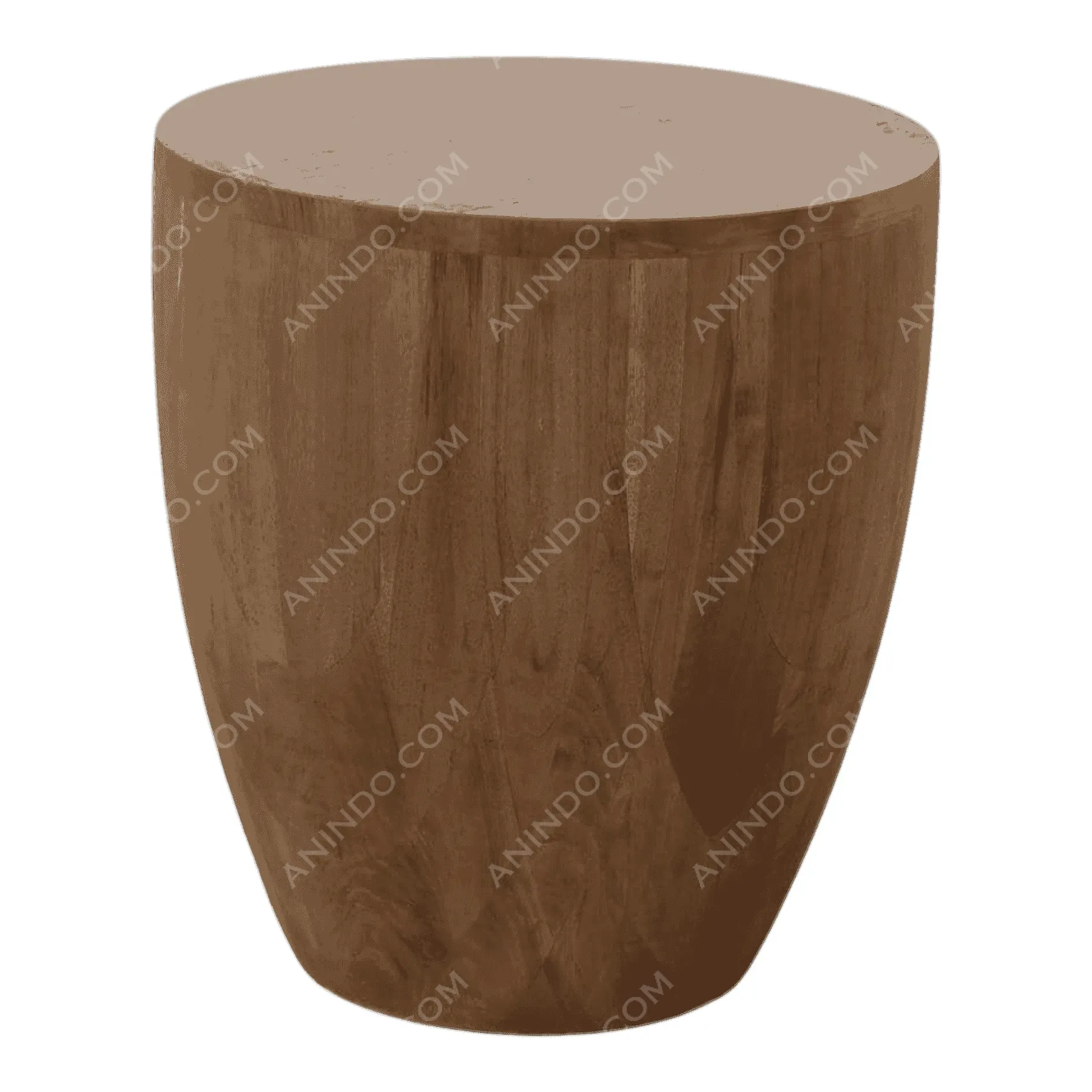 Round wooden side table with smooth finish
