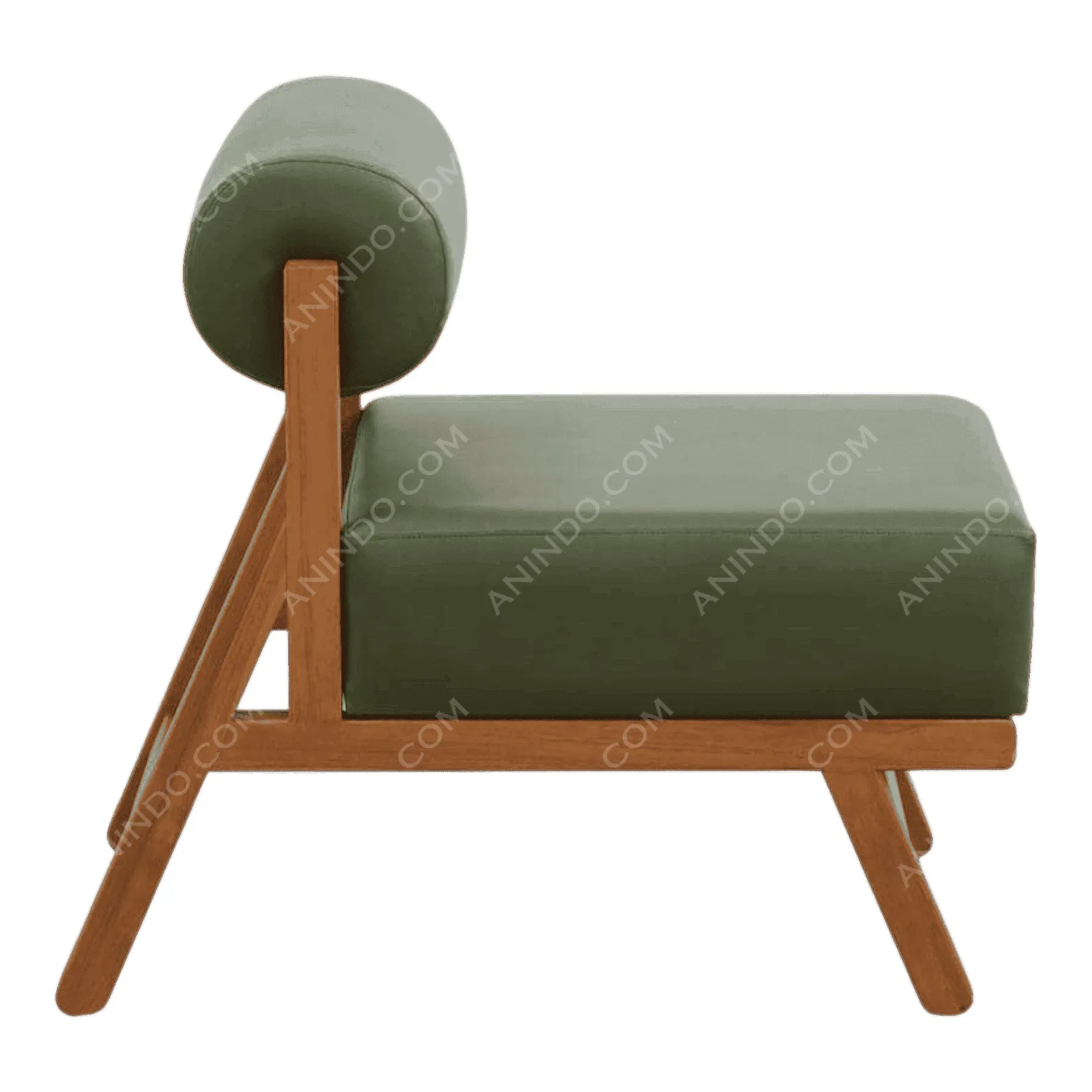 Modern green upholstered wooden lounge chair