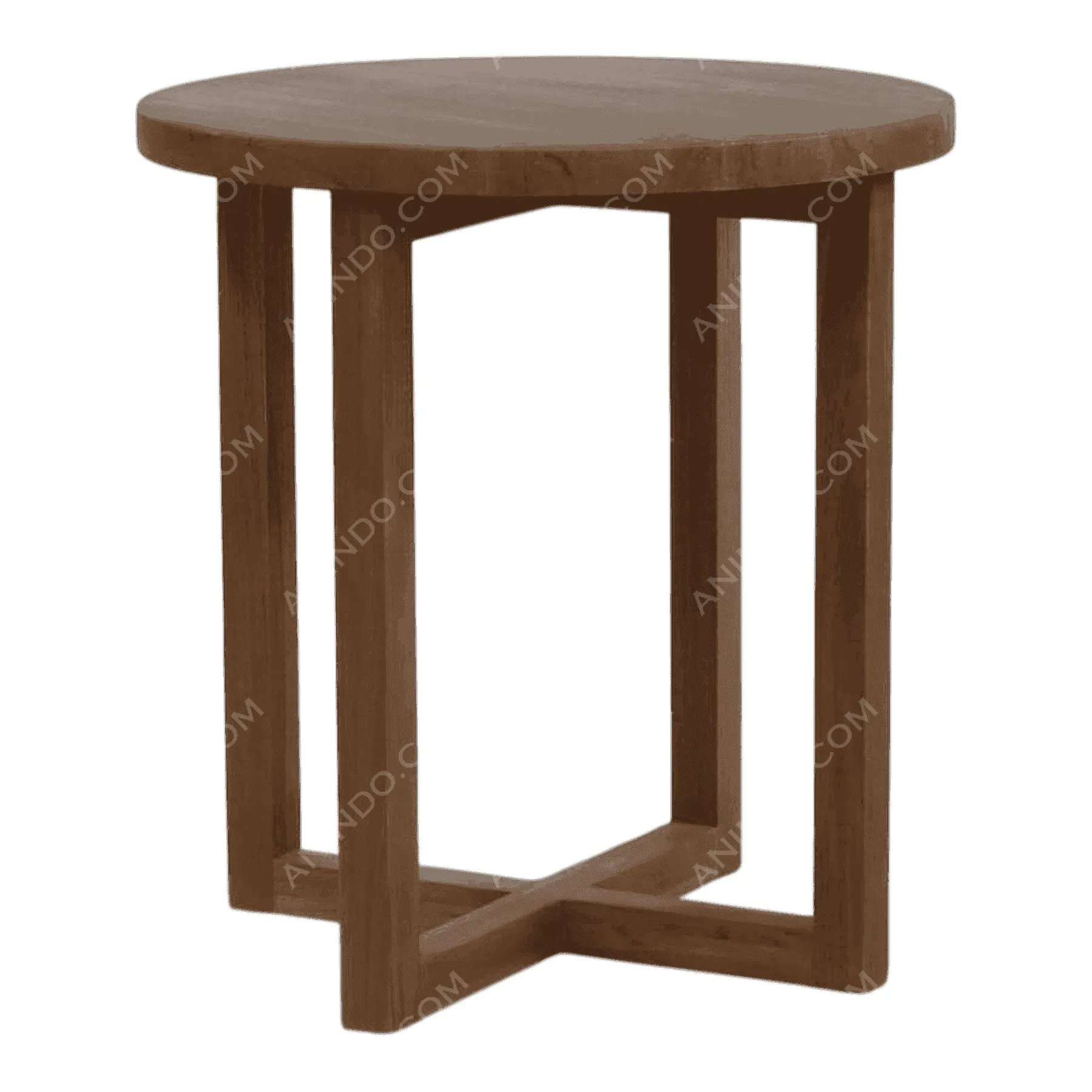 Round wooden side table with modern design