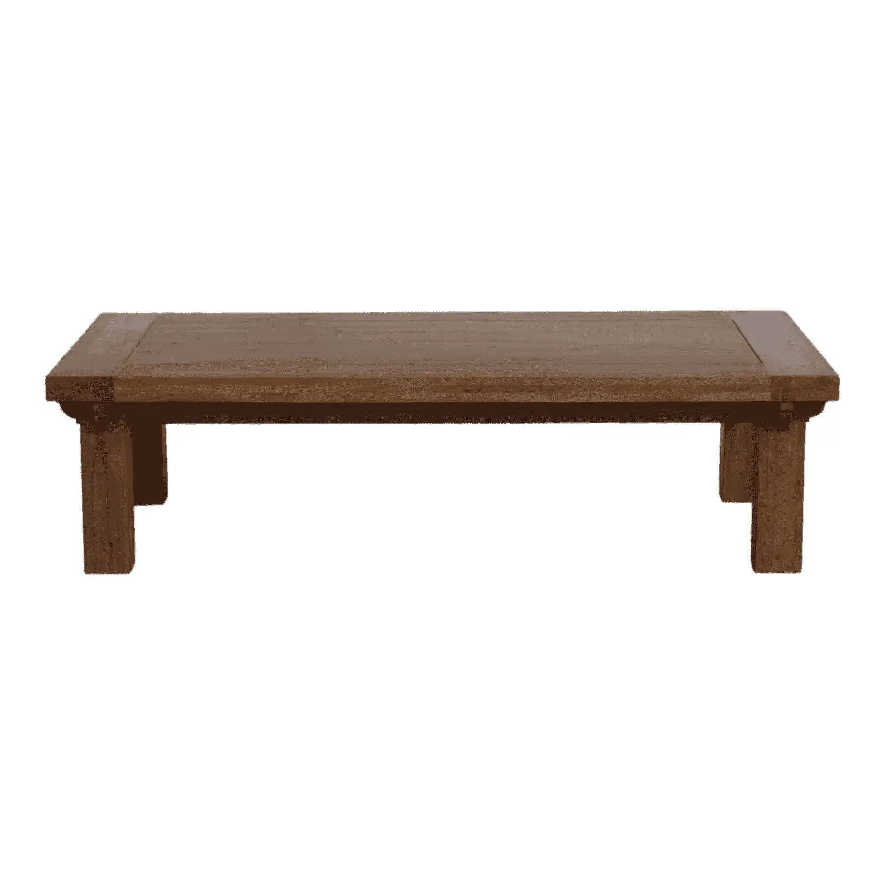 Rectangular wooden coffee table with short legs