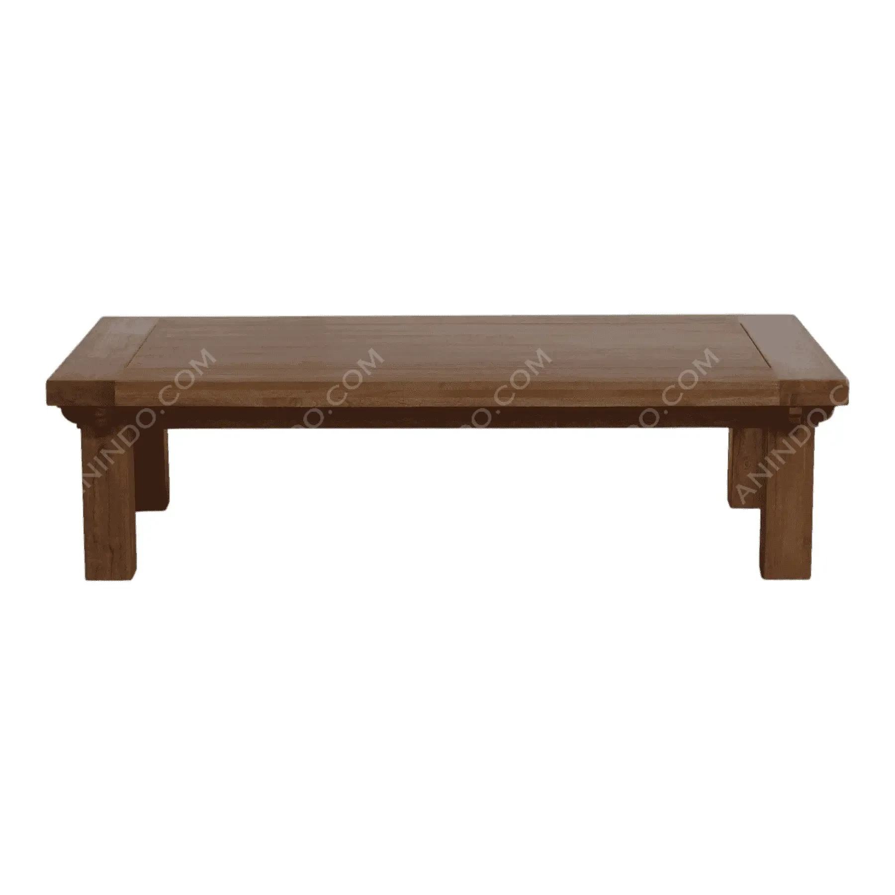 Rectangular wooden coffee table with short legs