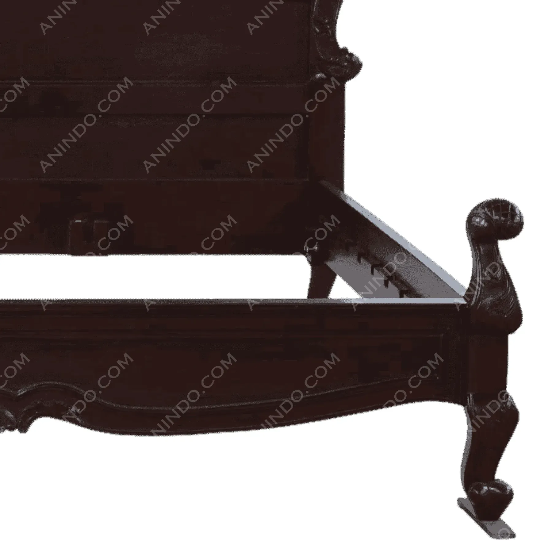 Dark wooden carved bed frame