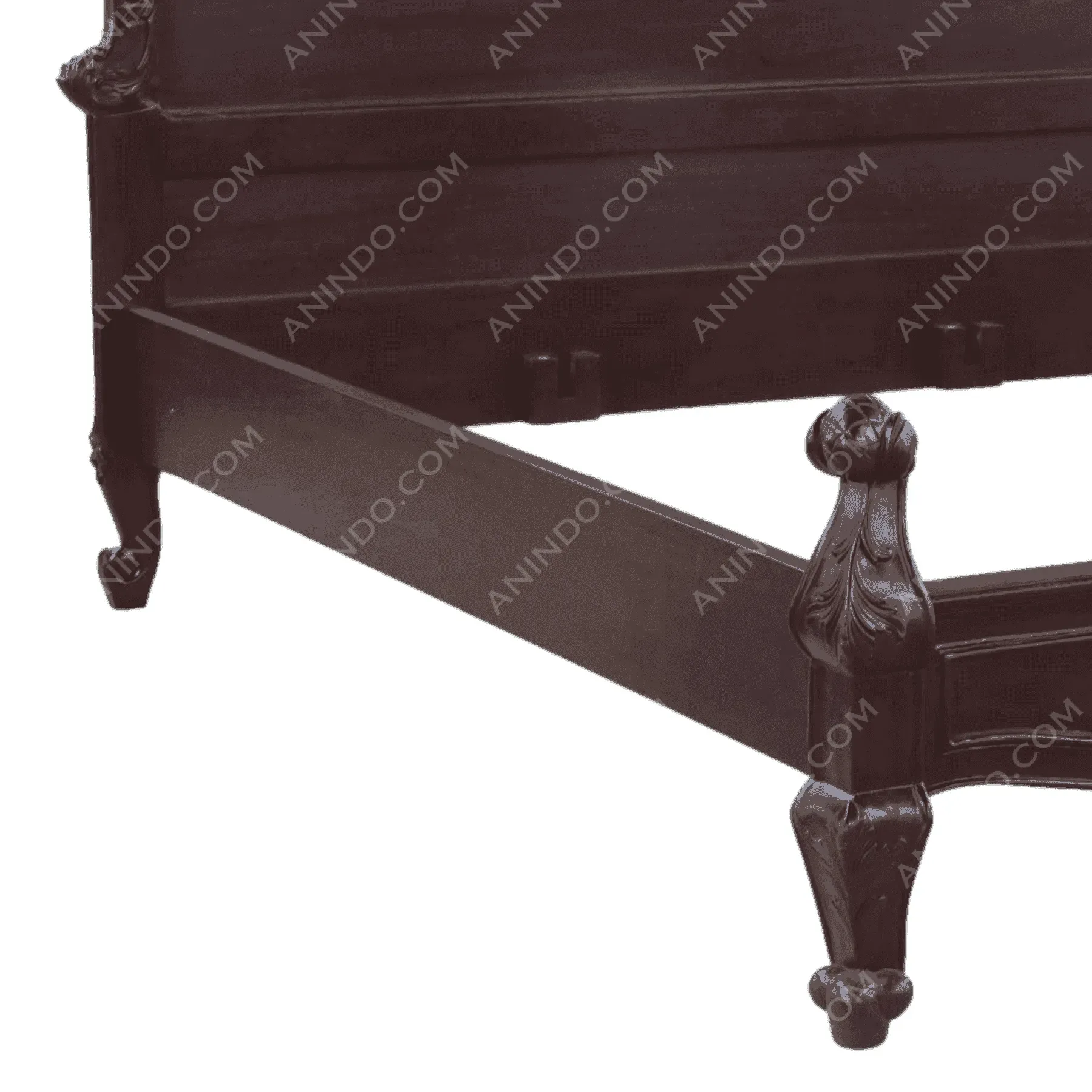 Dark wooden carved bed frame