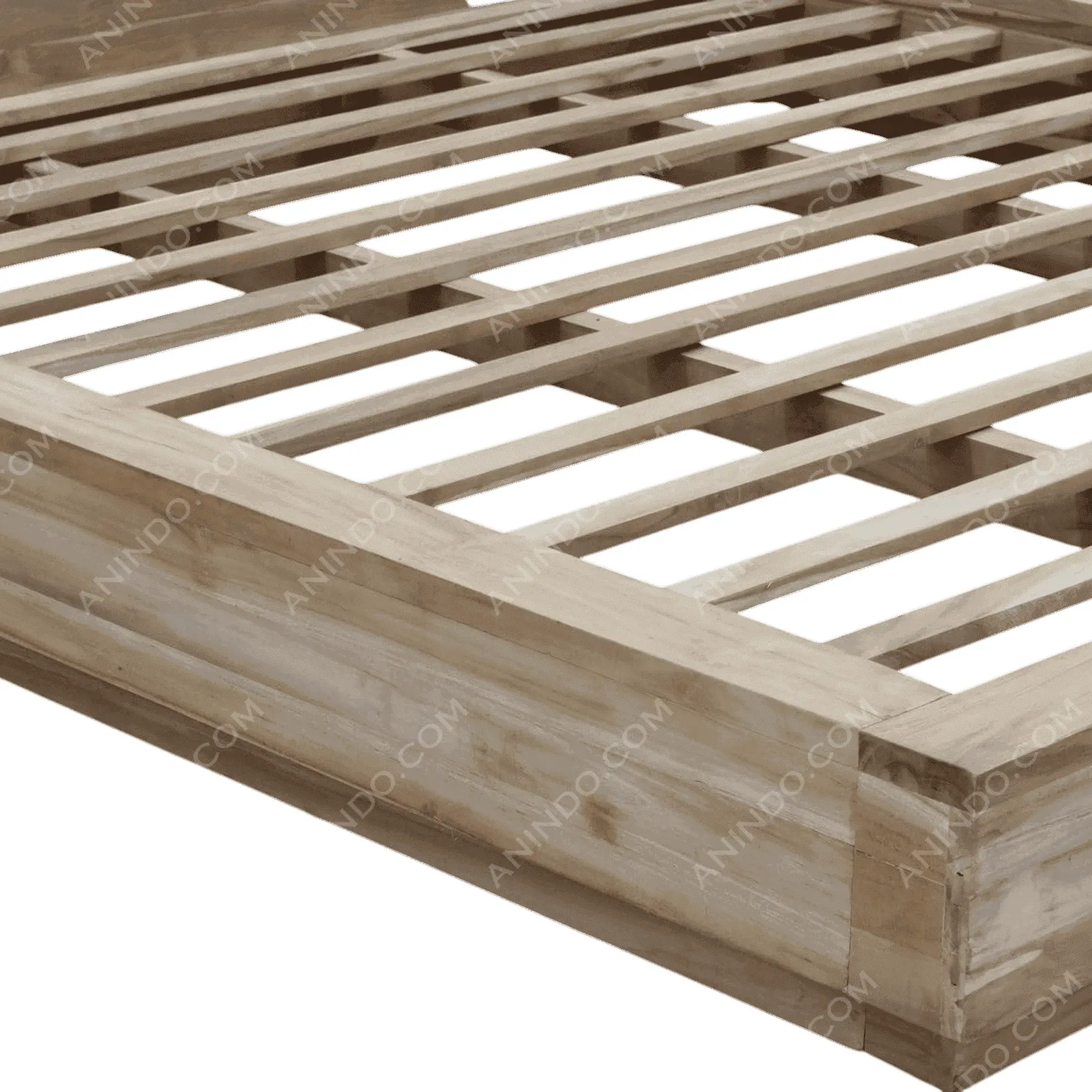 Wooden bed frame with slatted base