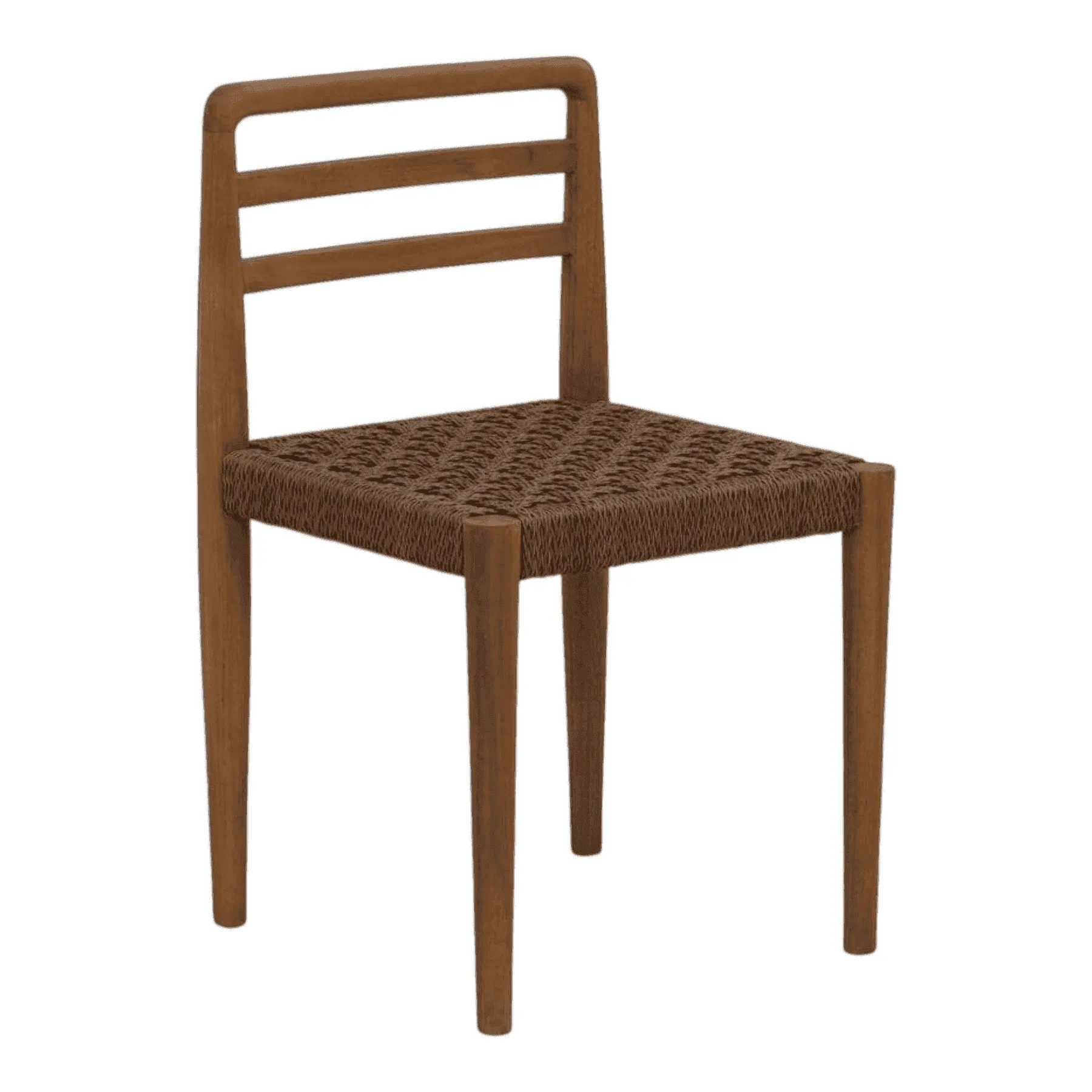 Wooden chair with woven seat design
