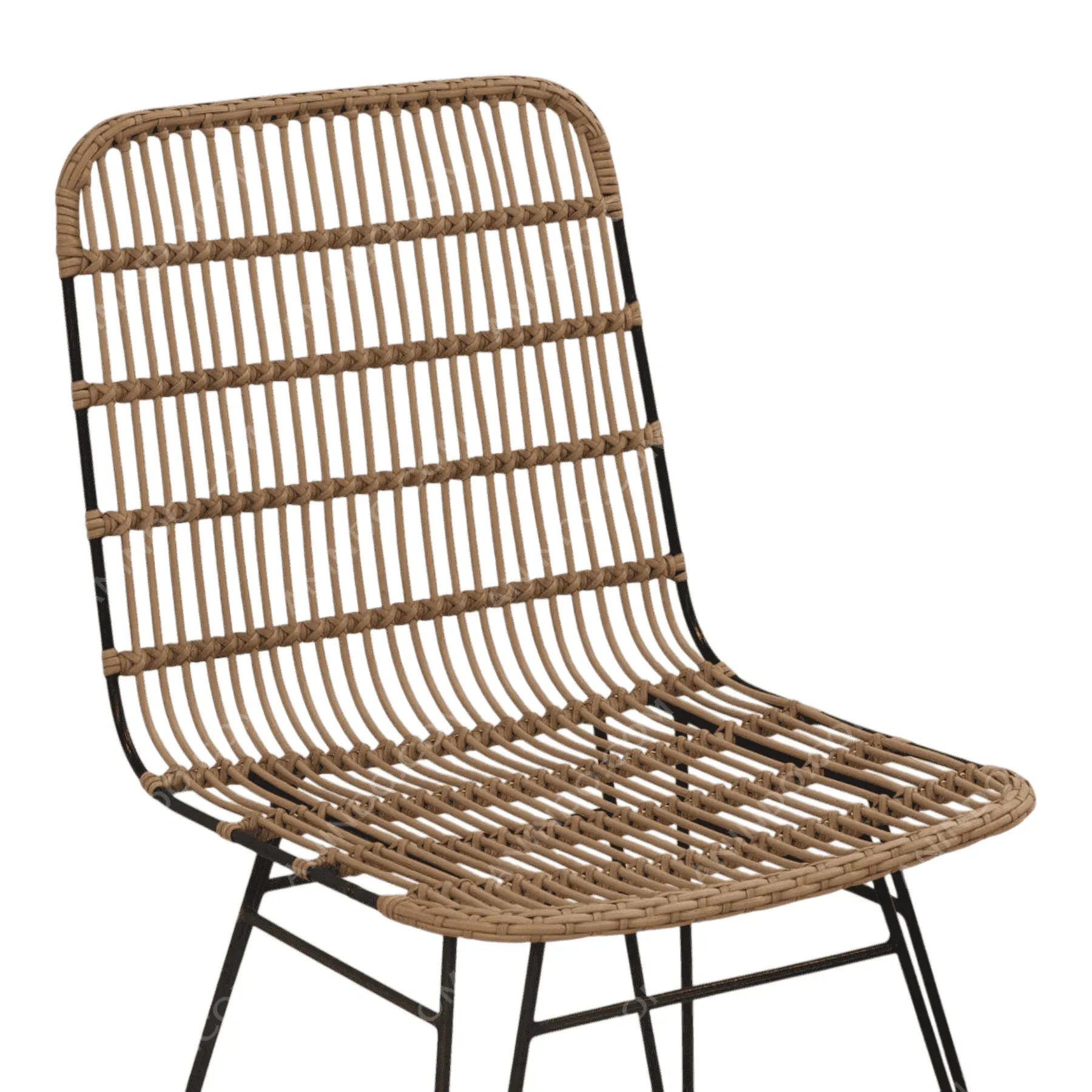 Modern rattan chair with metal frame