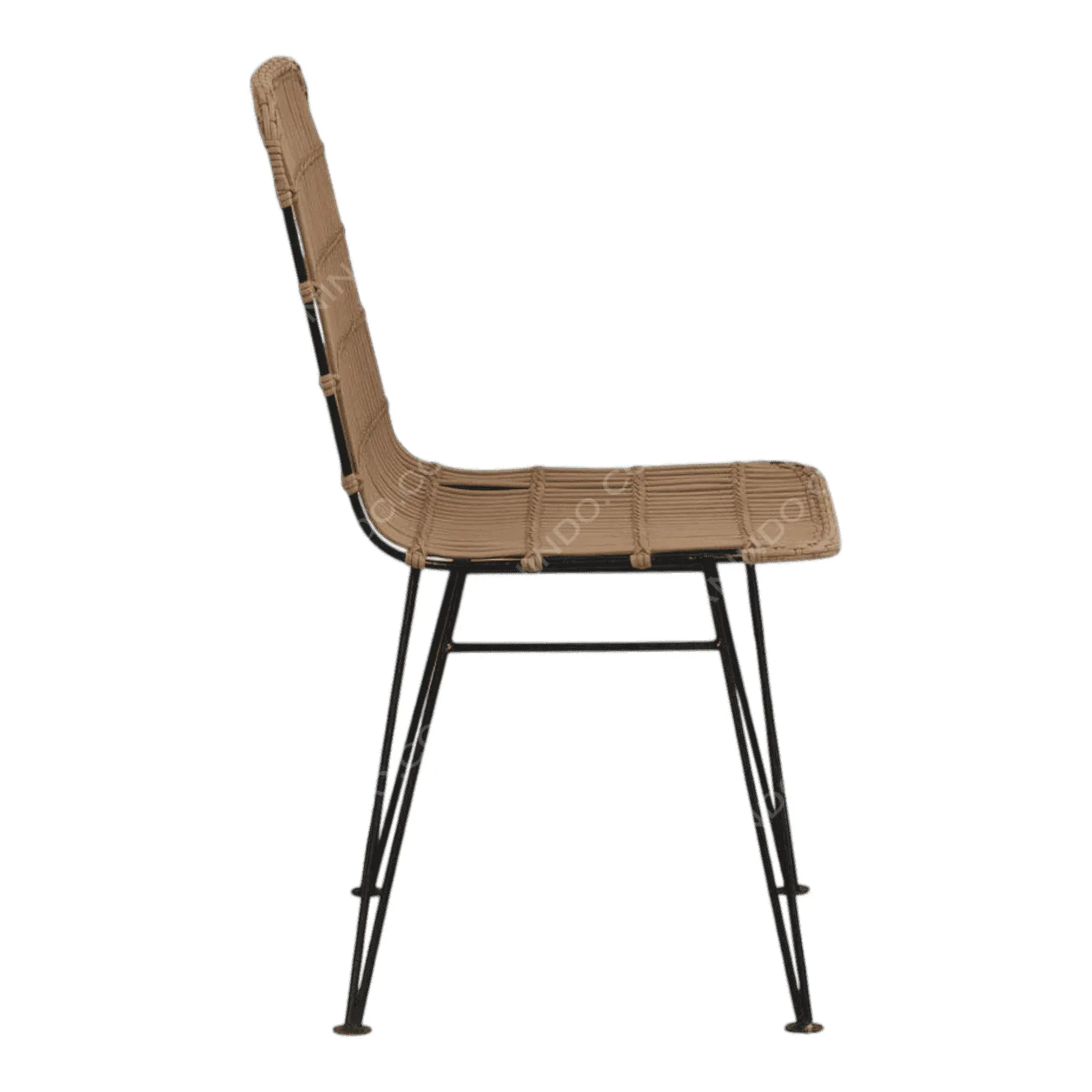 Modern wicker chair with black metal legs