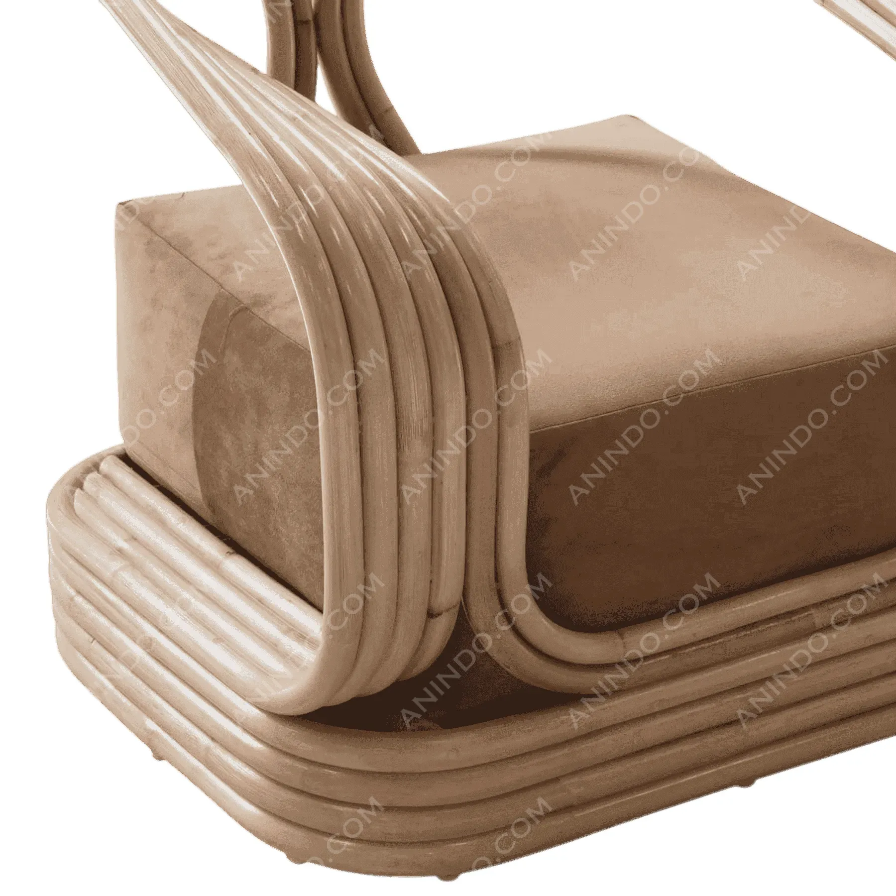 Rattan armchair with cushioned seat