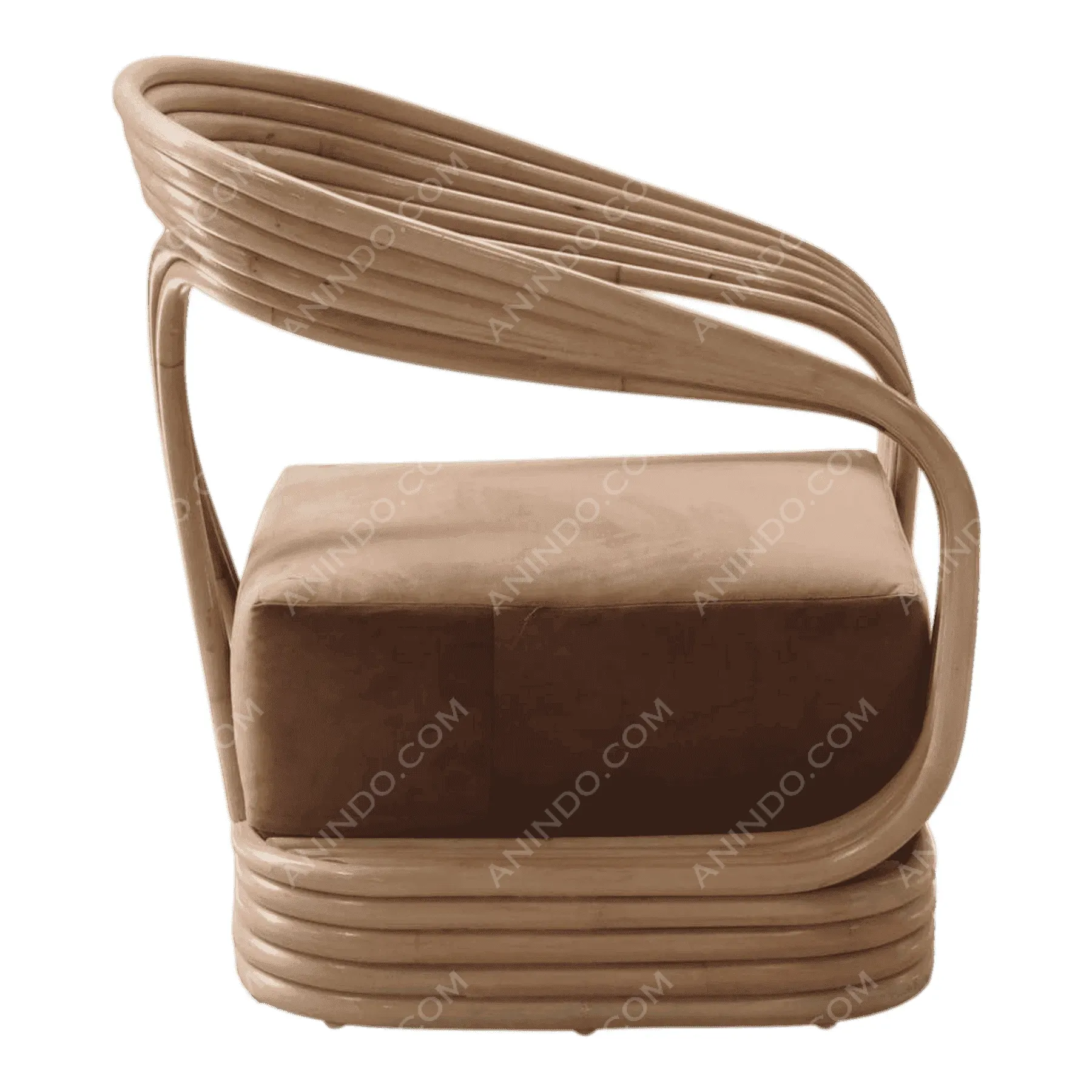 Modern rattan chair with beige cushion