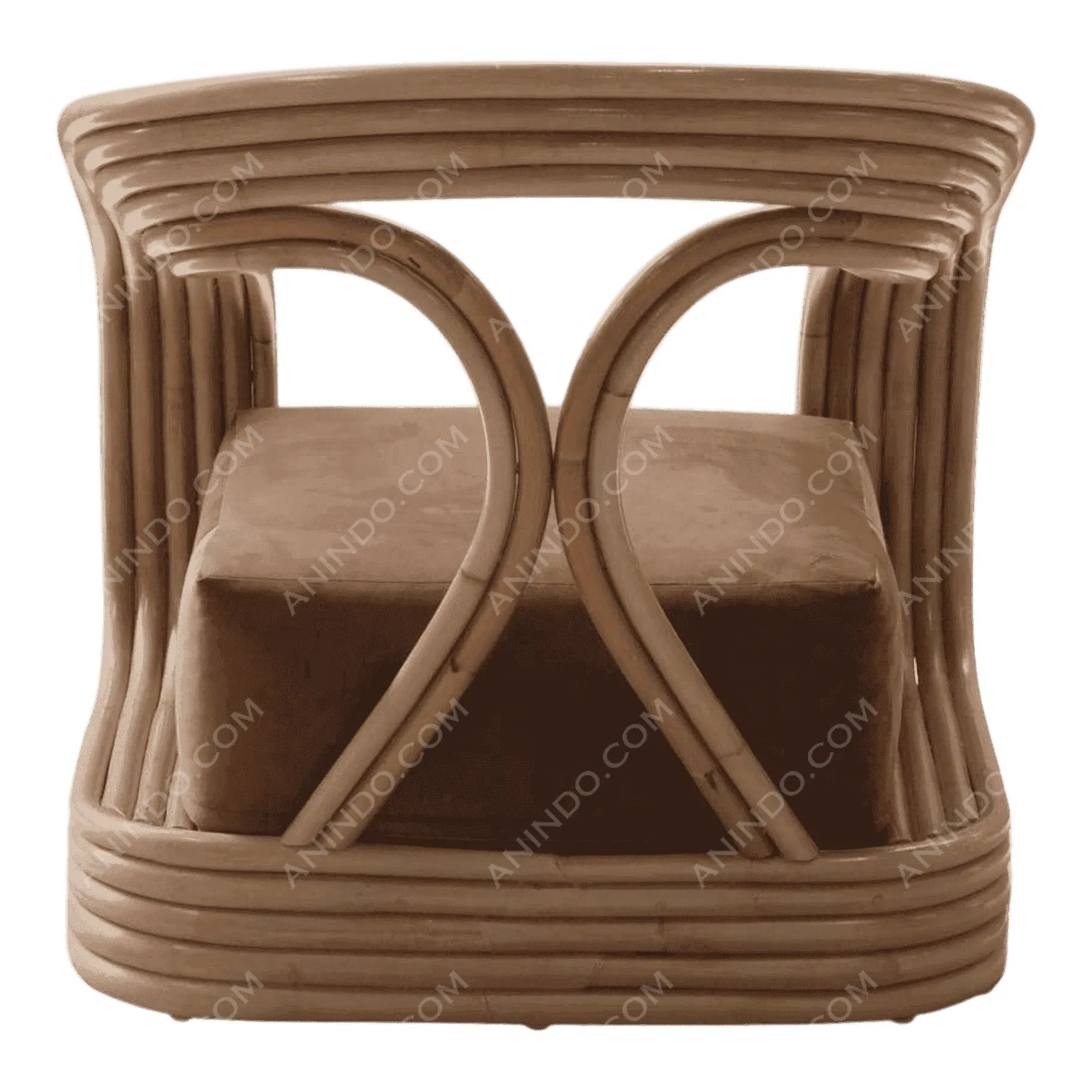 Modern rattan armchair with cushioned seat
