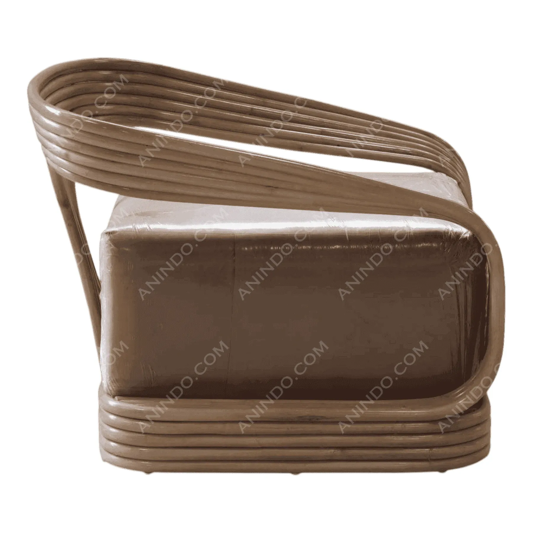 Modern brown rattan armchair with cushion