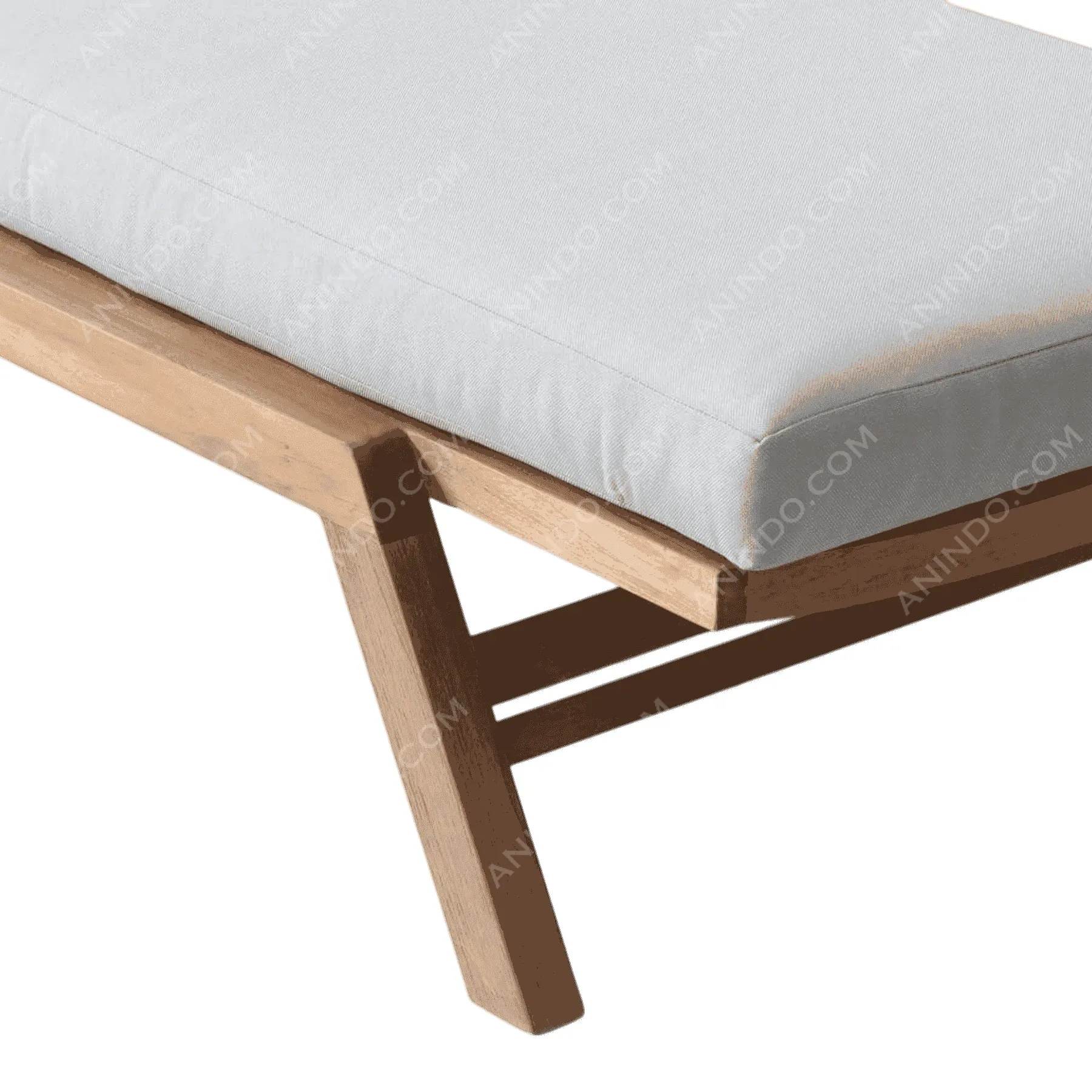 Wooden bench with white cushion seat