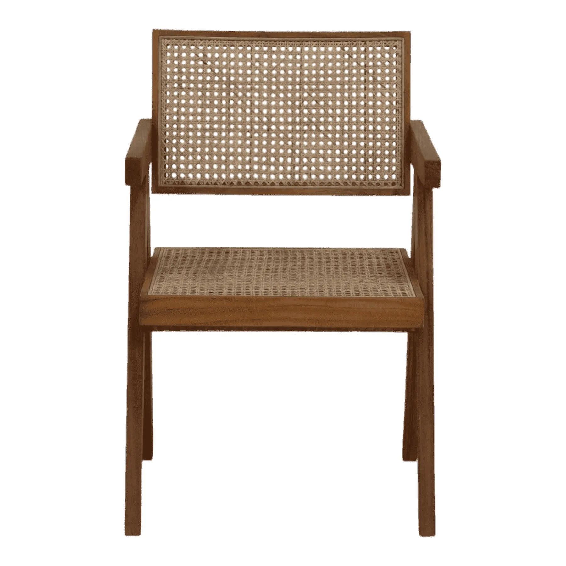 Wooden chair with woven cane seat and backrest