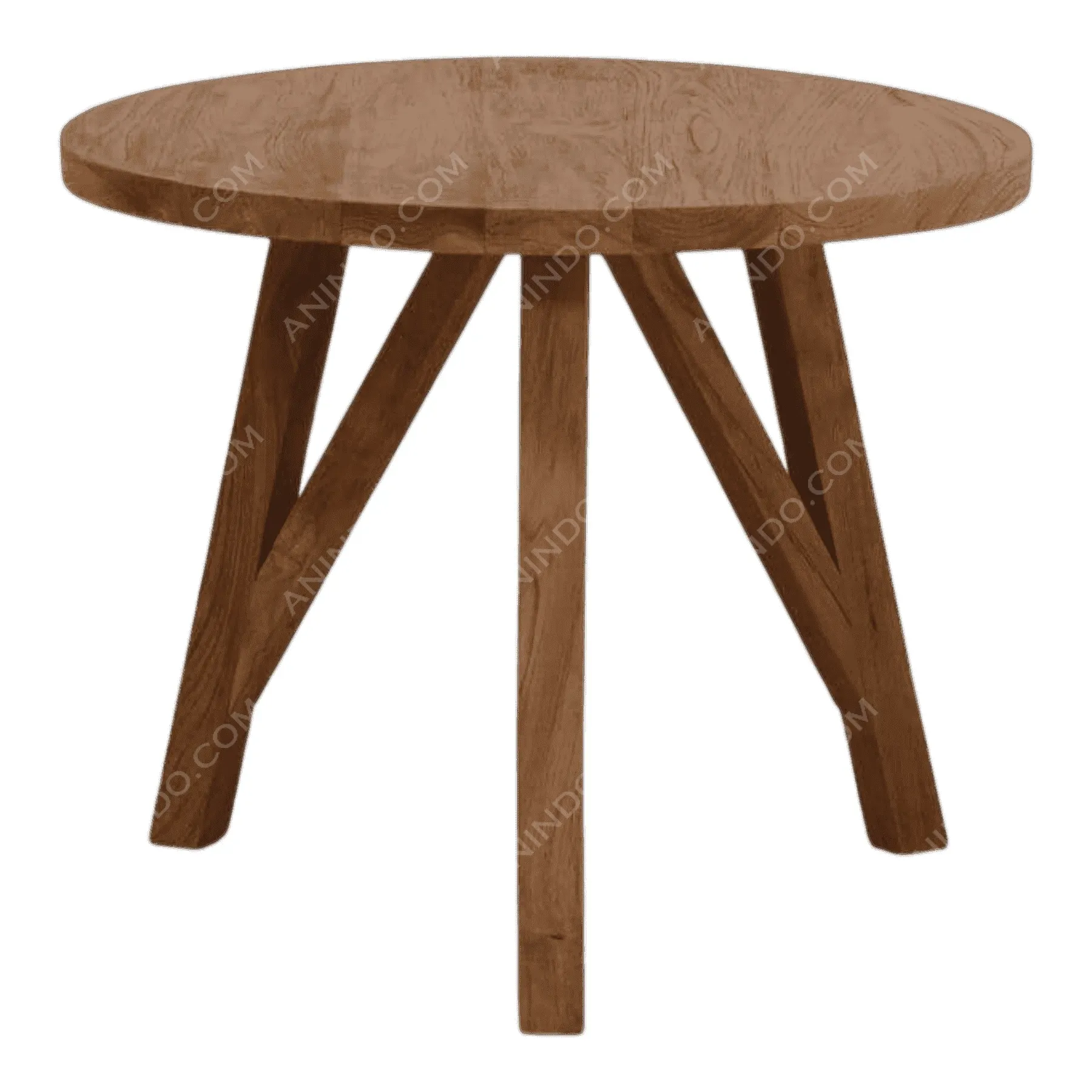 Round wooden table with angled legs