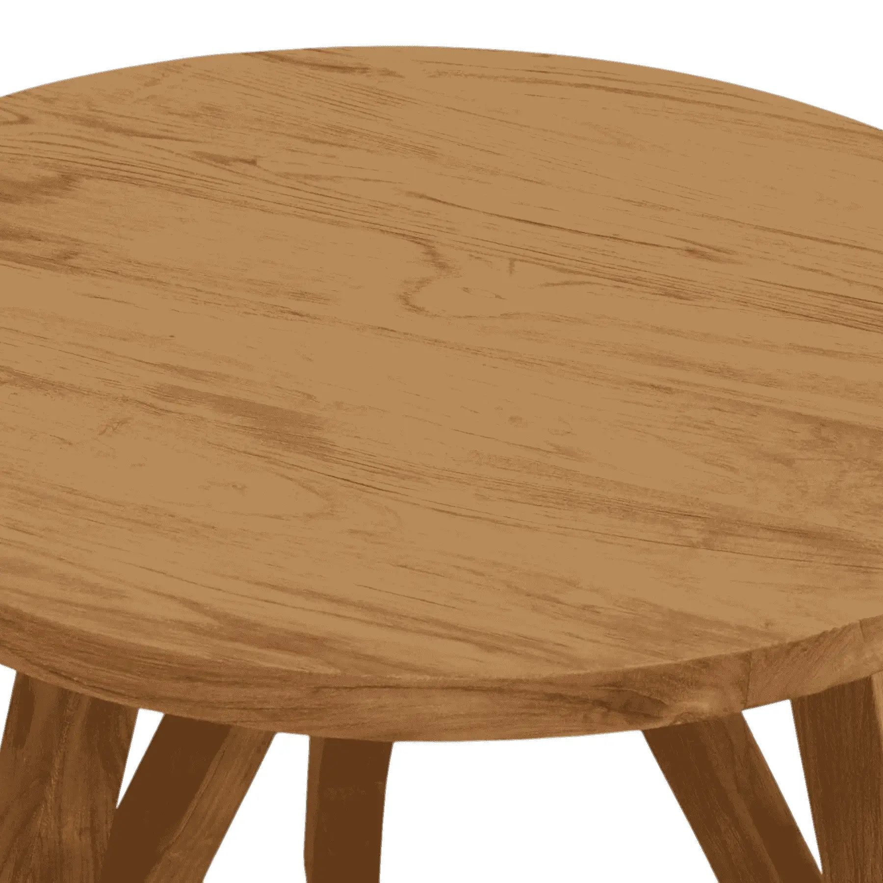 Round wooden table with natural finish