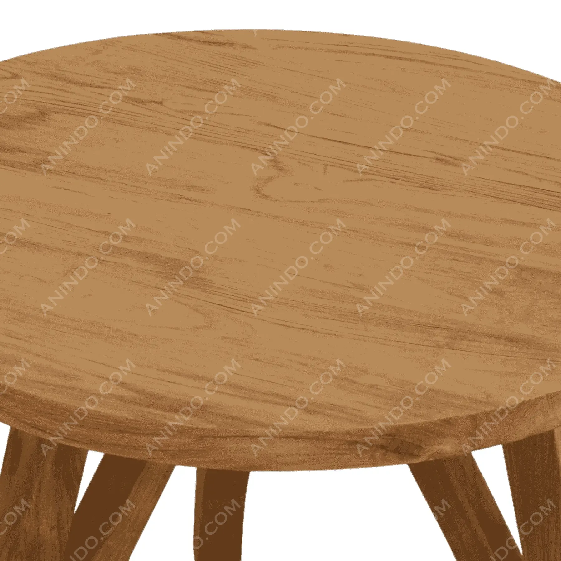 Round wooden table with natural finish