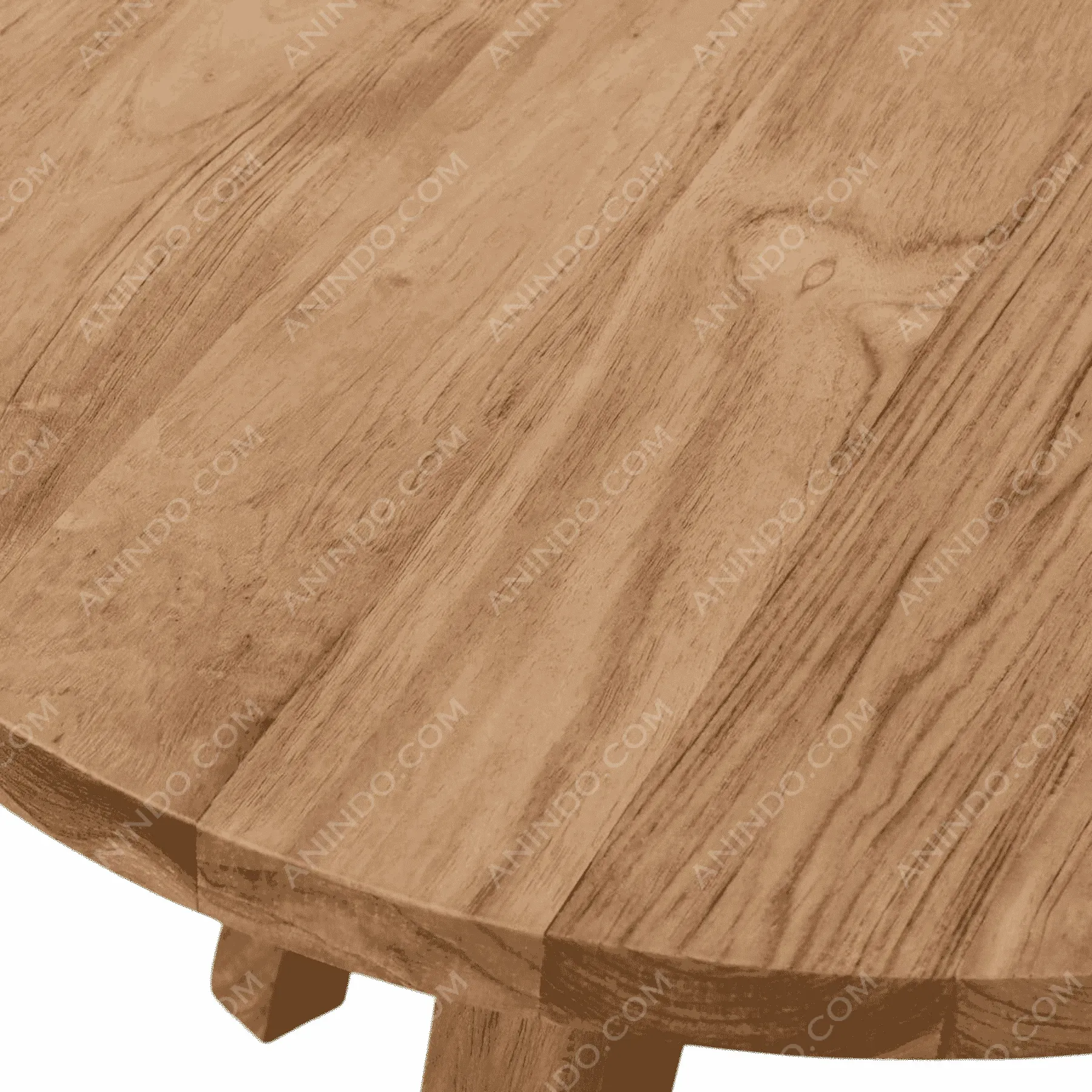 Round wooden table with natural grain