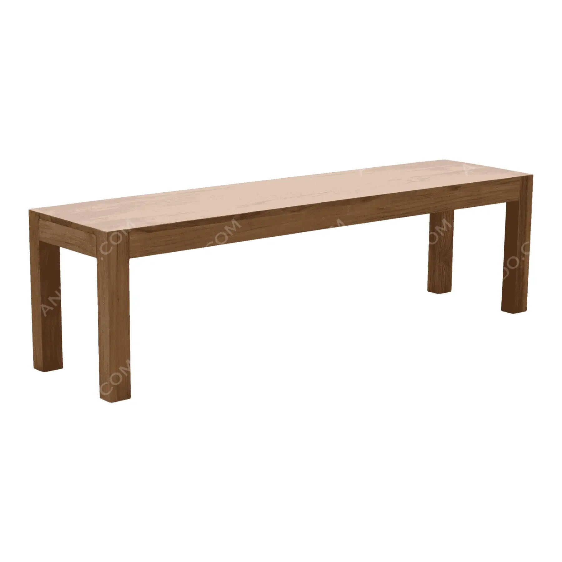 Simple wooden bench with rectangular legs