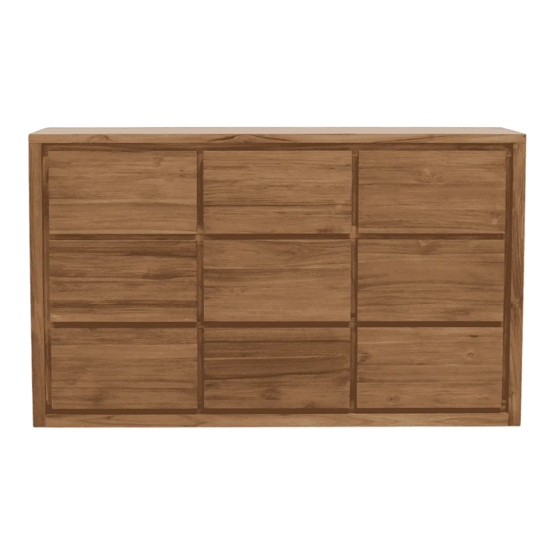 Modern wooden dresser with multiple drawers