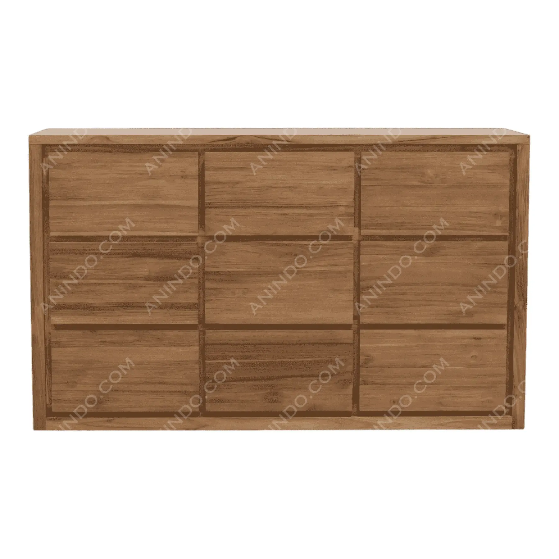 Modern wooden dresser with multiple drawers