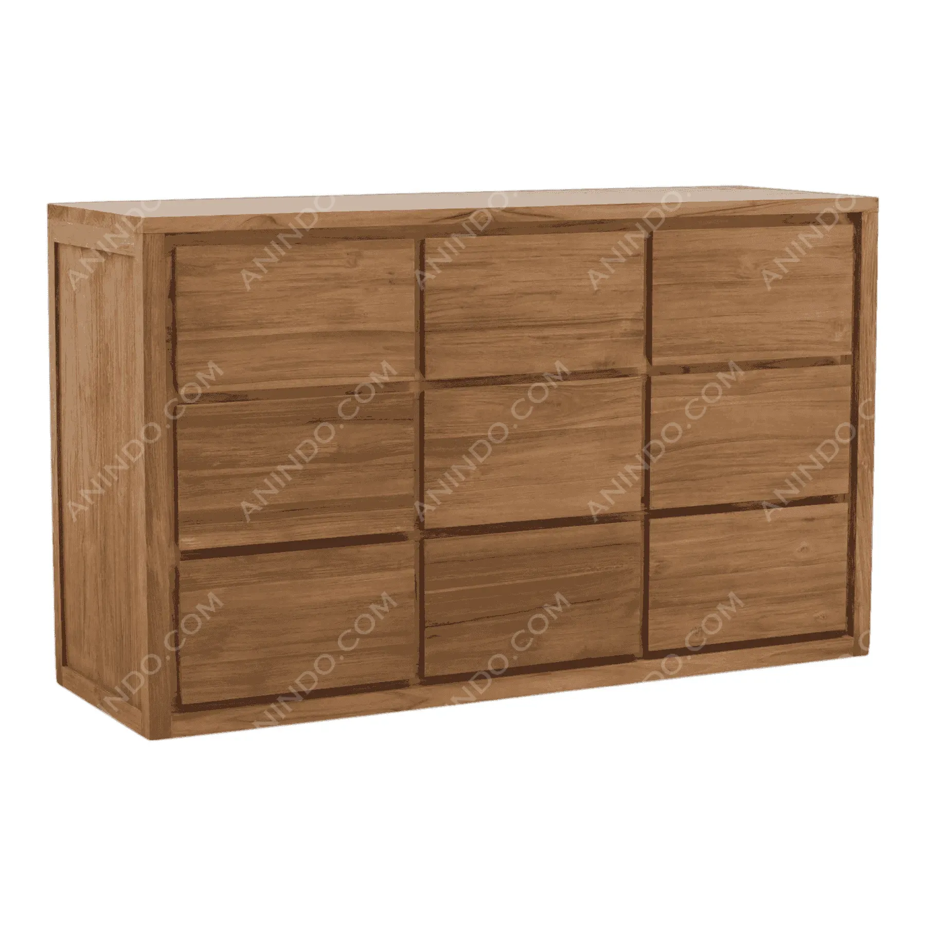 Wooden dresser with nine drawers