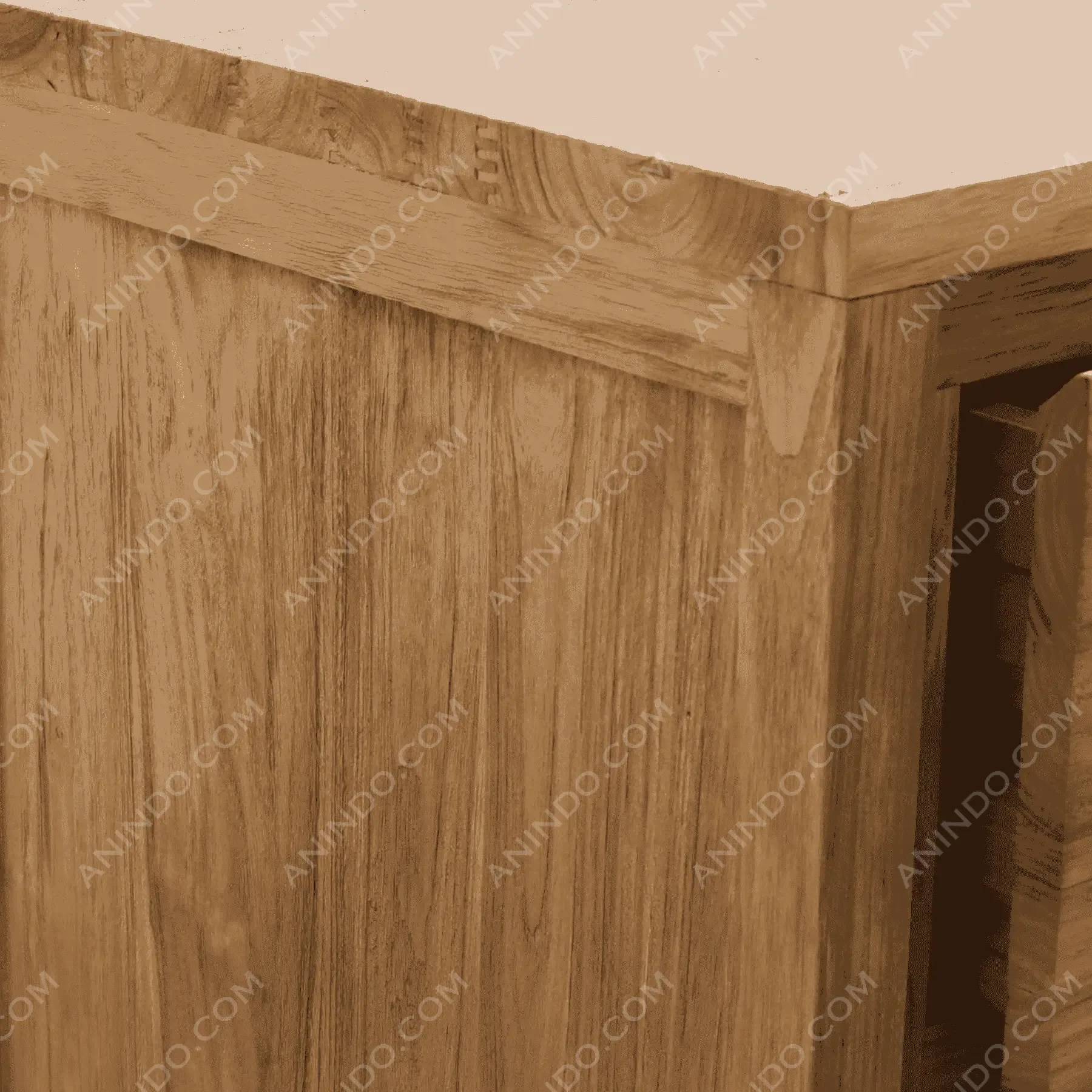 Close-up of wooden furniture corner detail