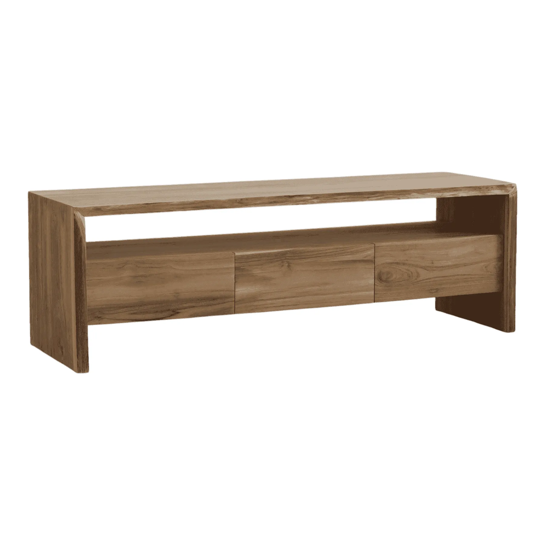 Modern wooden TV stand with storage drawers