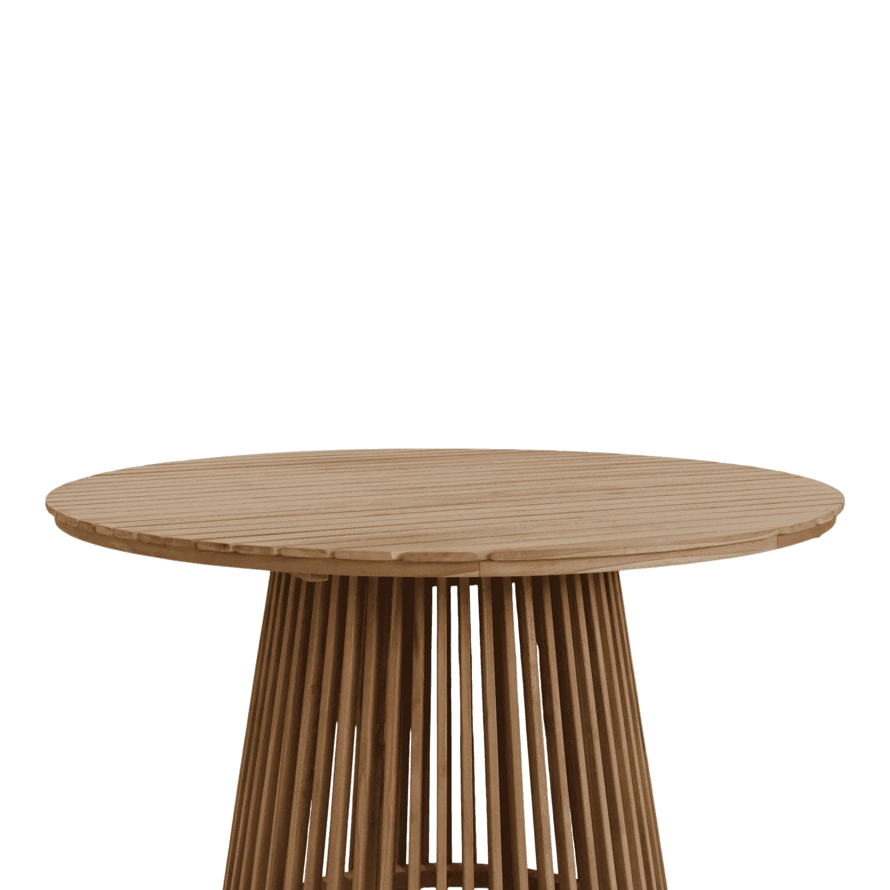Round wooden slat dining table