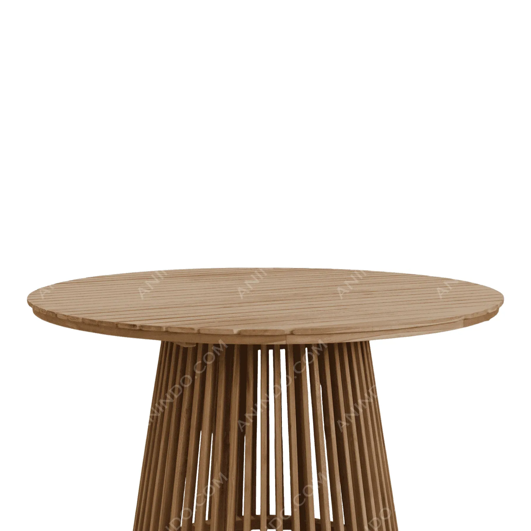 Round wooden slat dining table