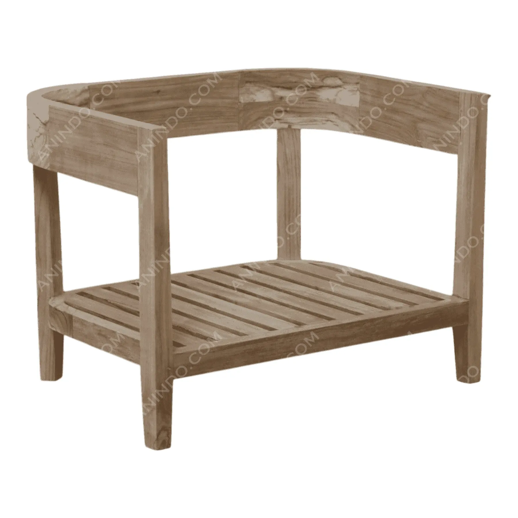 Aura Curved-Back Teak Bench Frame - Image 2