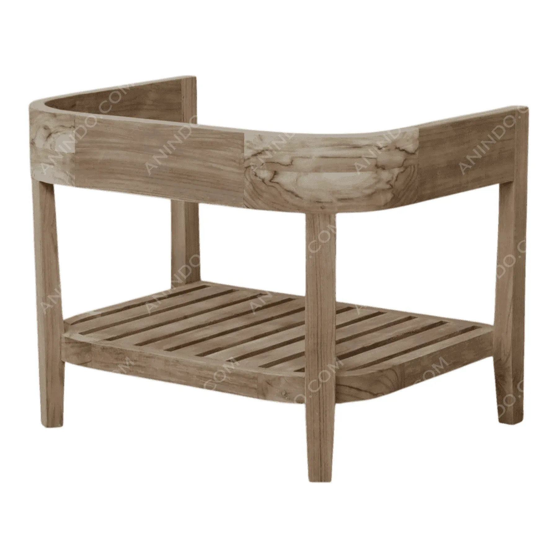 Aura Curved-Back Teak Bench Frame - Image 4