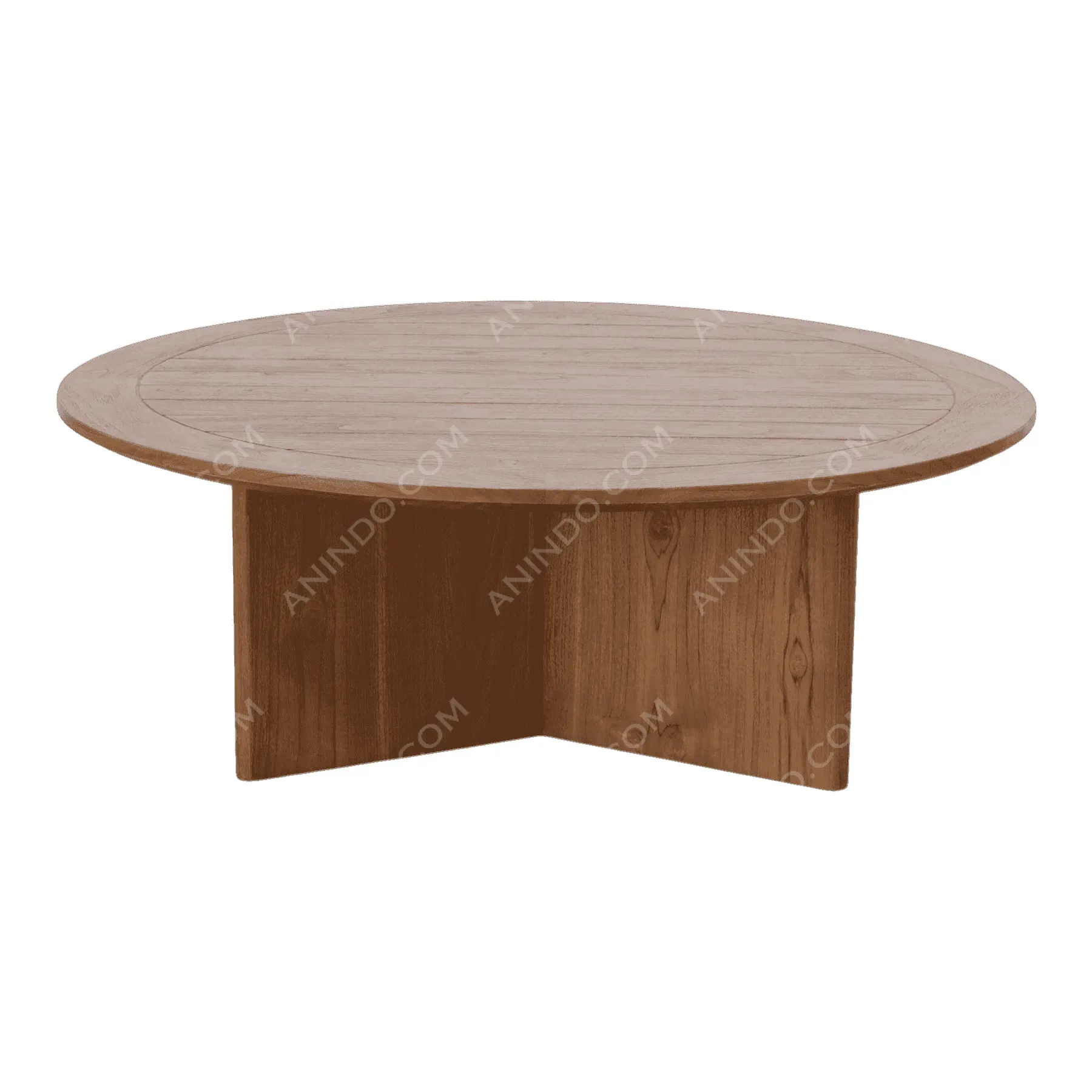 Solid Pedestal Teak Coffee Table