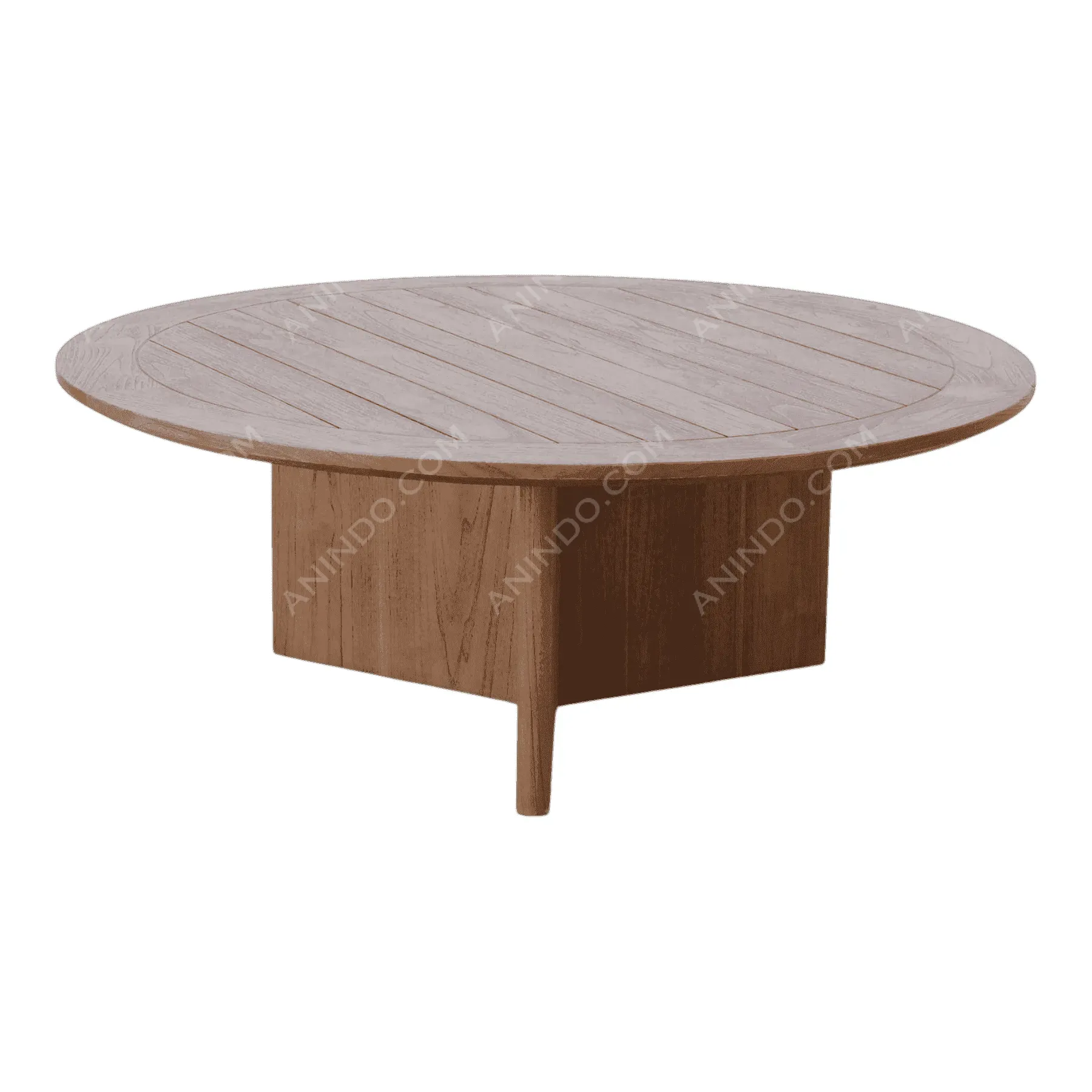 Solid Pedestal Teak Coffee Table - Image 2