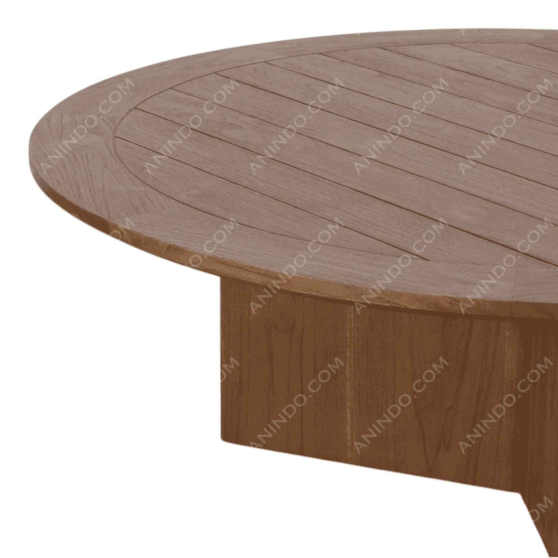 Solid Pedestal Teak Coffee Table - Image 3