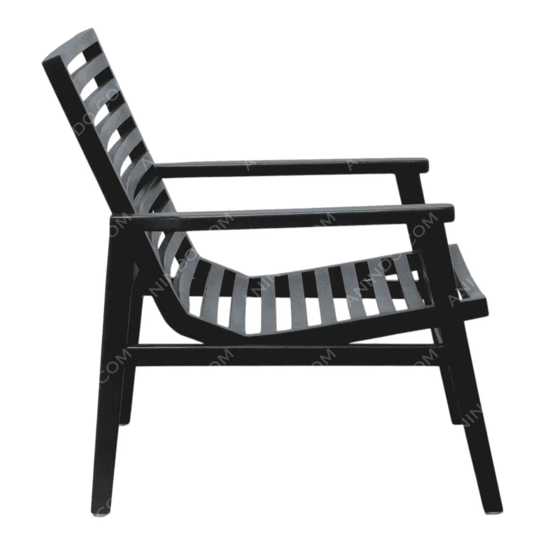 Modern Slat Lounge Chair (Black) - Image 3