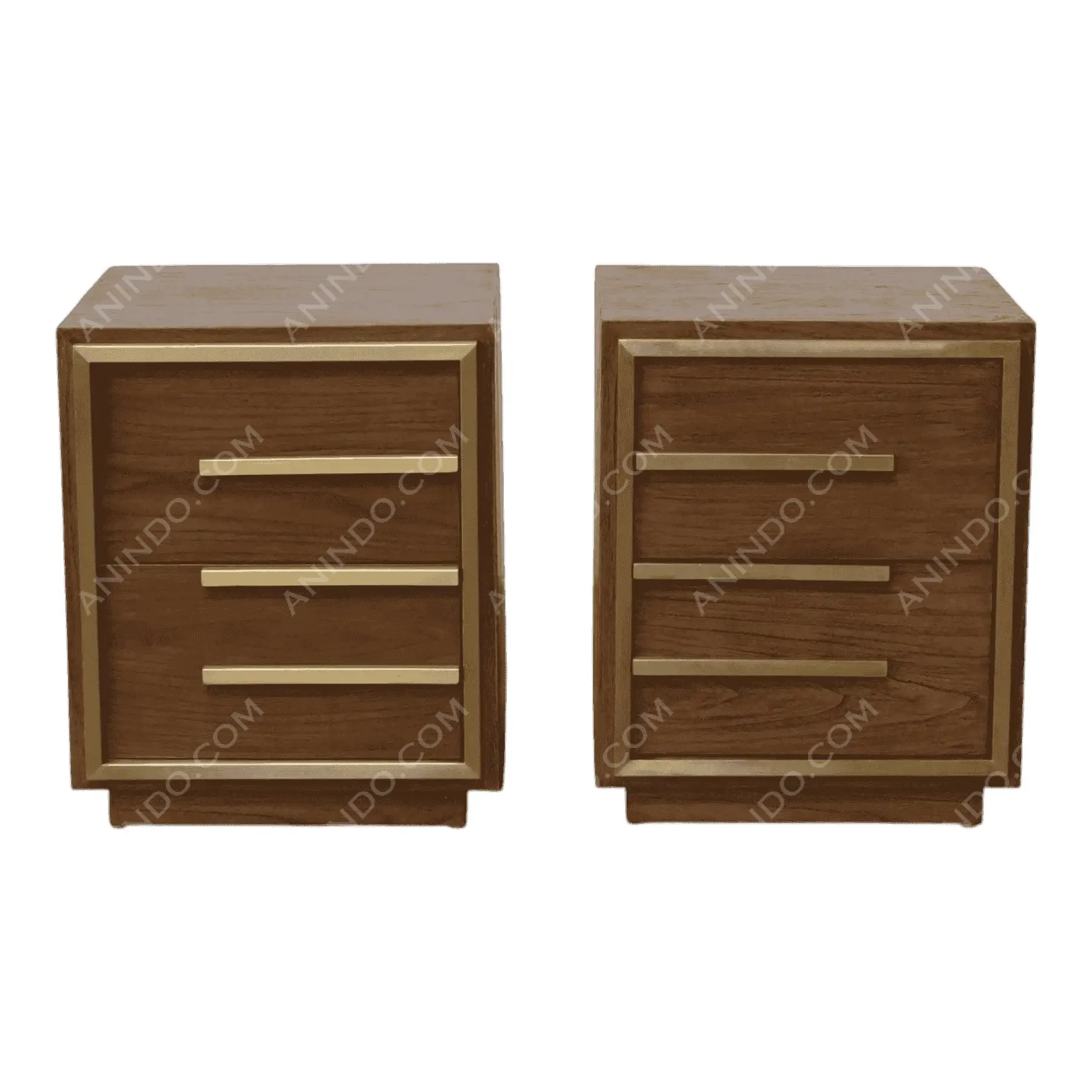 Deco-Modern Gold Trim Nightstand (Pair)