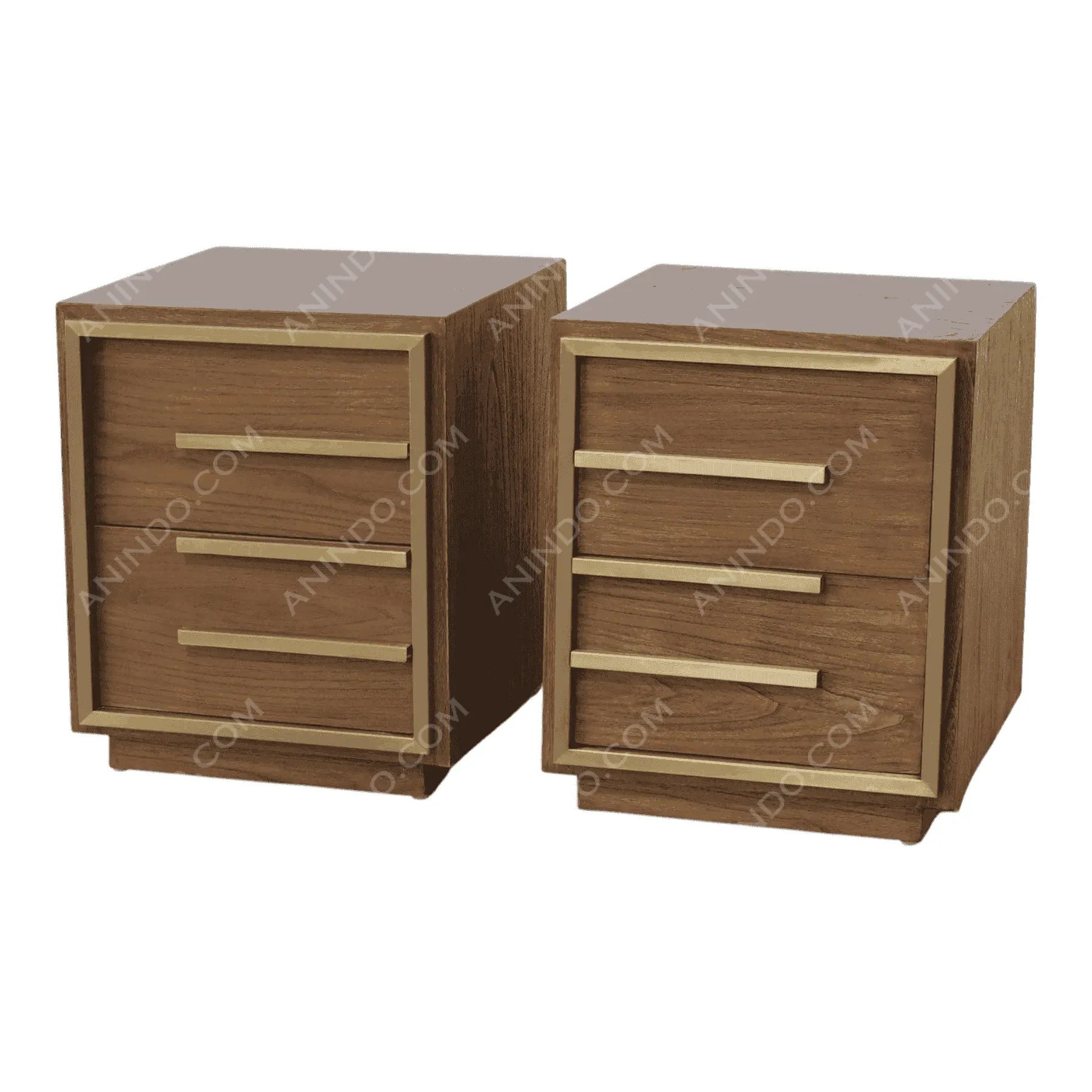 Deco-Modern Gold Trim Nightstand (Pair) - Image 2