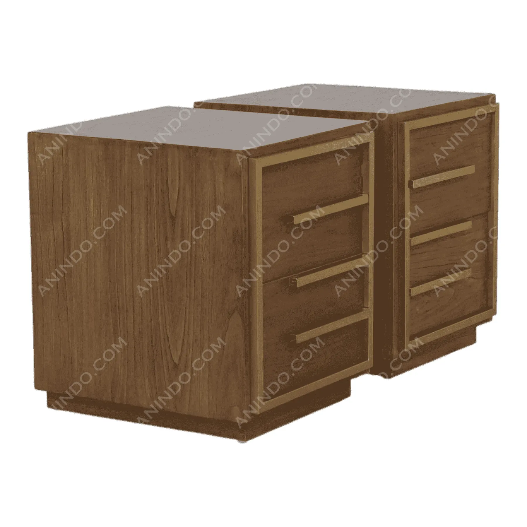 Deco-Modern Gold Trim Nightstand (Pair) - Image 3