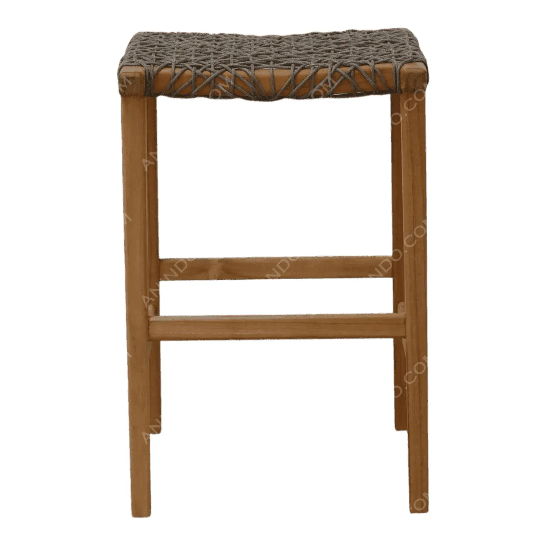 Woven Rope Teak Stool - Image 4