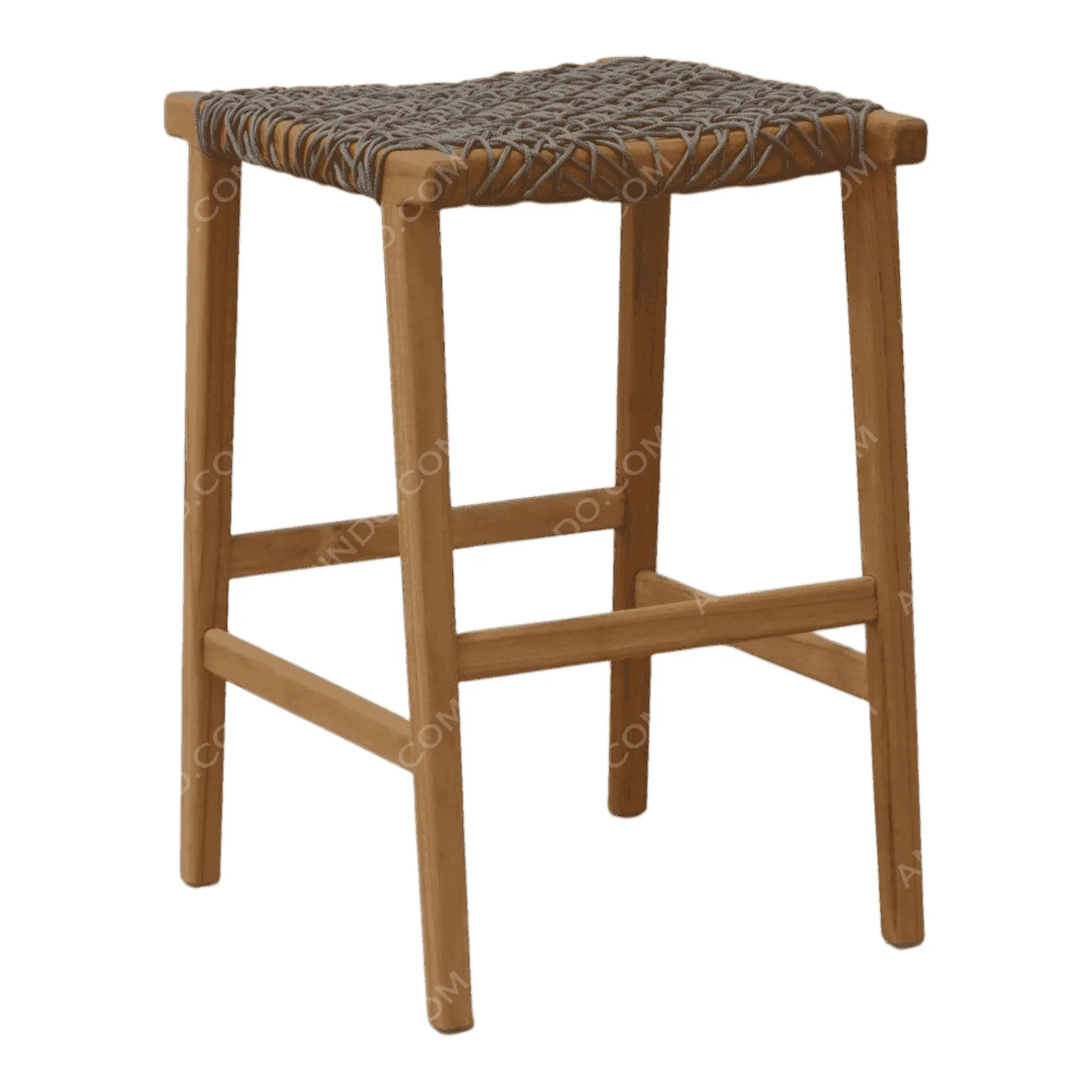 Woven Rope Teak Stool - Image 5