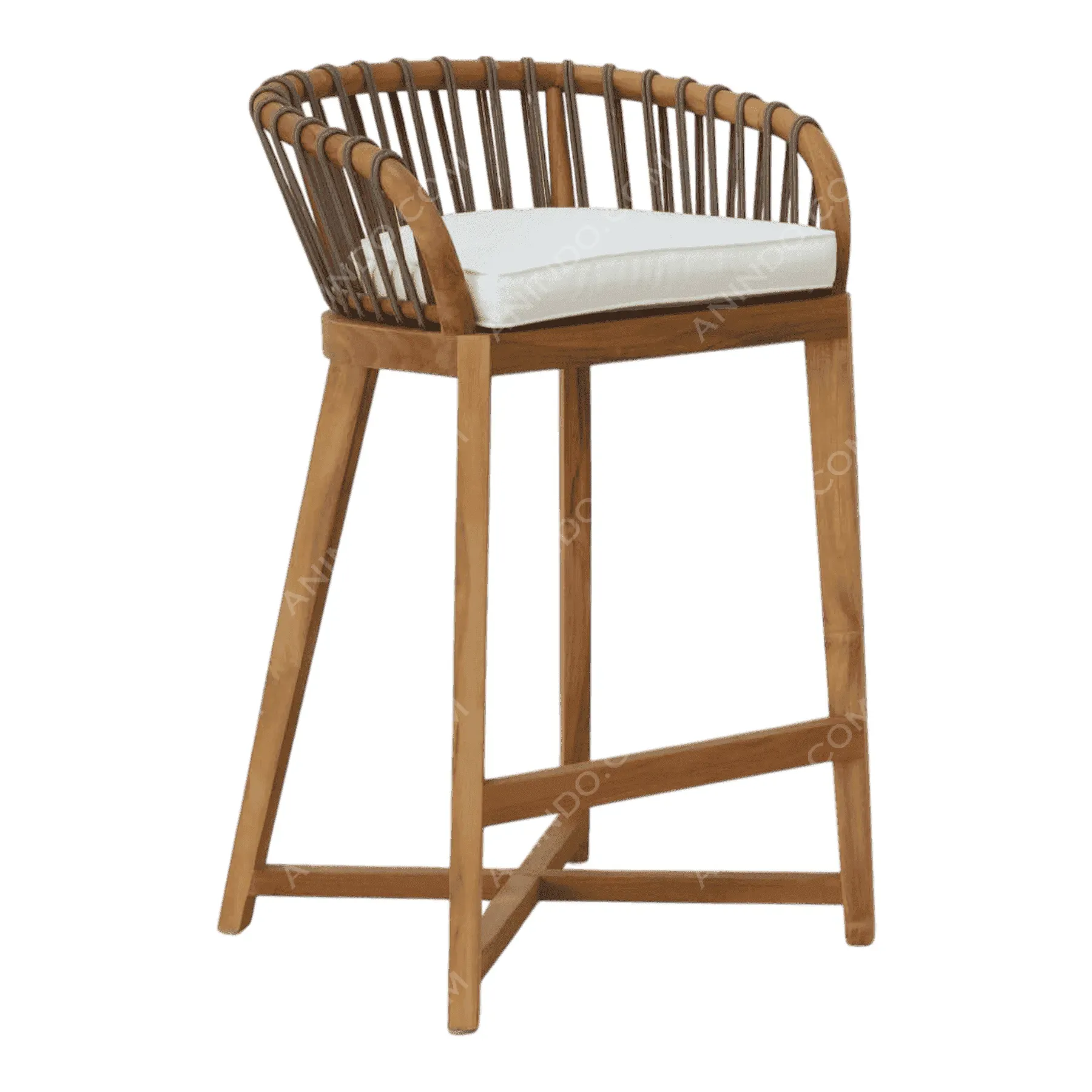 Marina Teak & Rope Bar Stool - Image 2