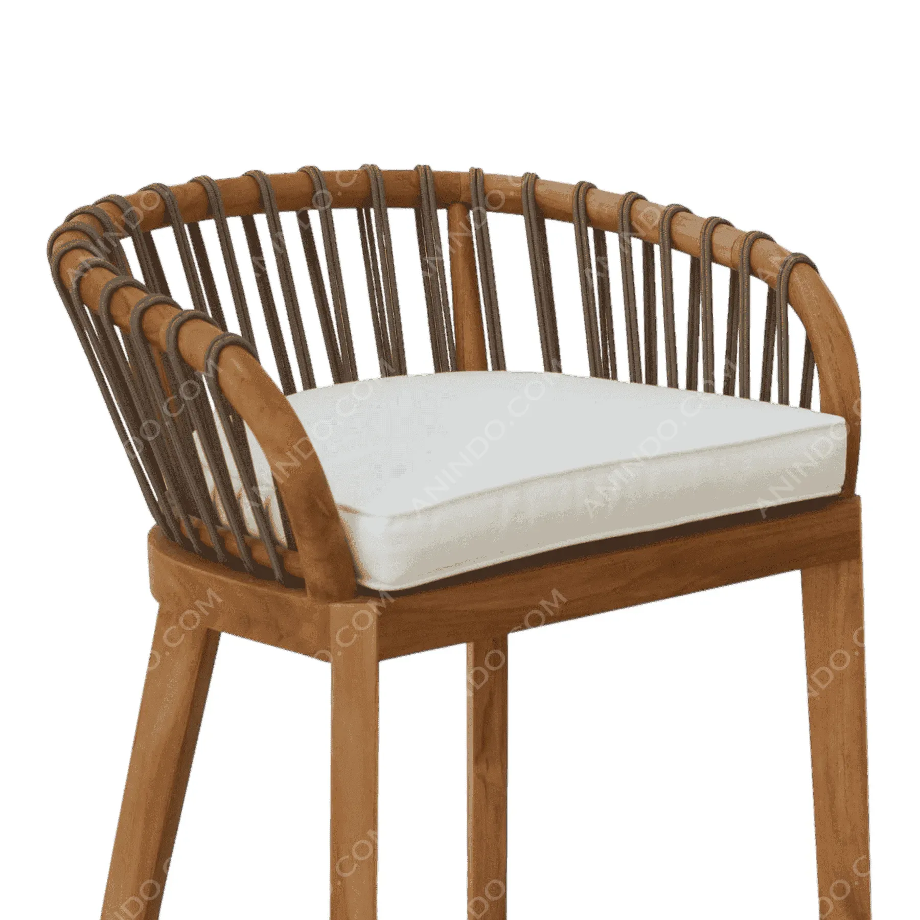 Marina Teak & Rope Bar Stool - Image 3