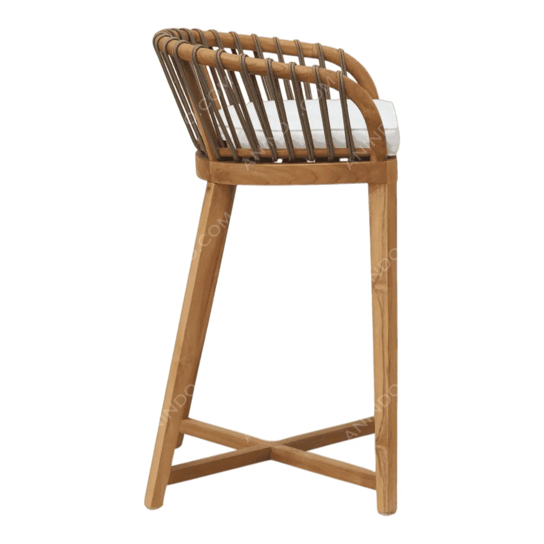 Marina Teak & Rope Bar Stool - Image 4