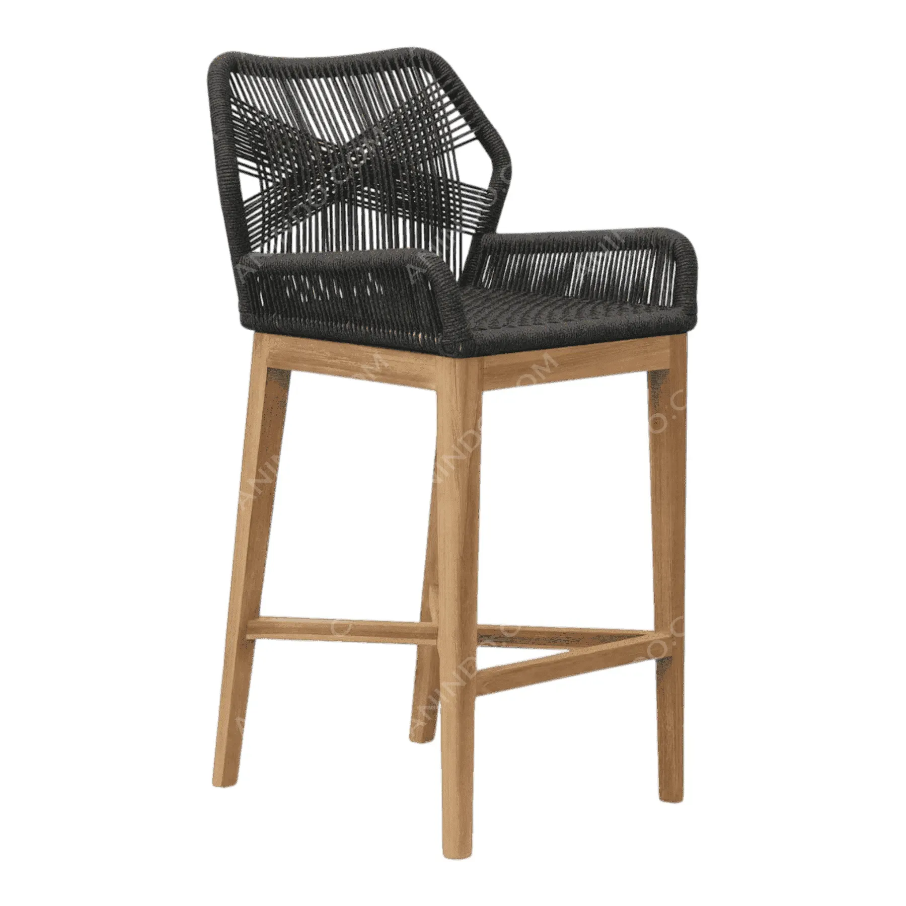 Marina Woven Bar Stool (Black) - Image 2