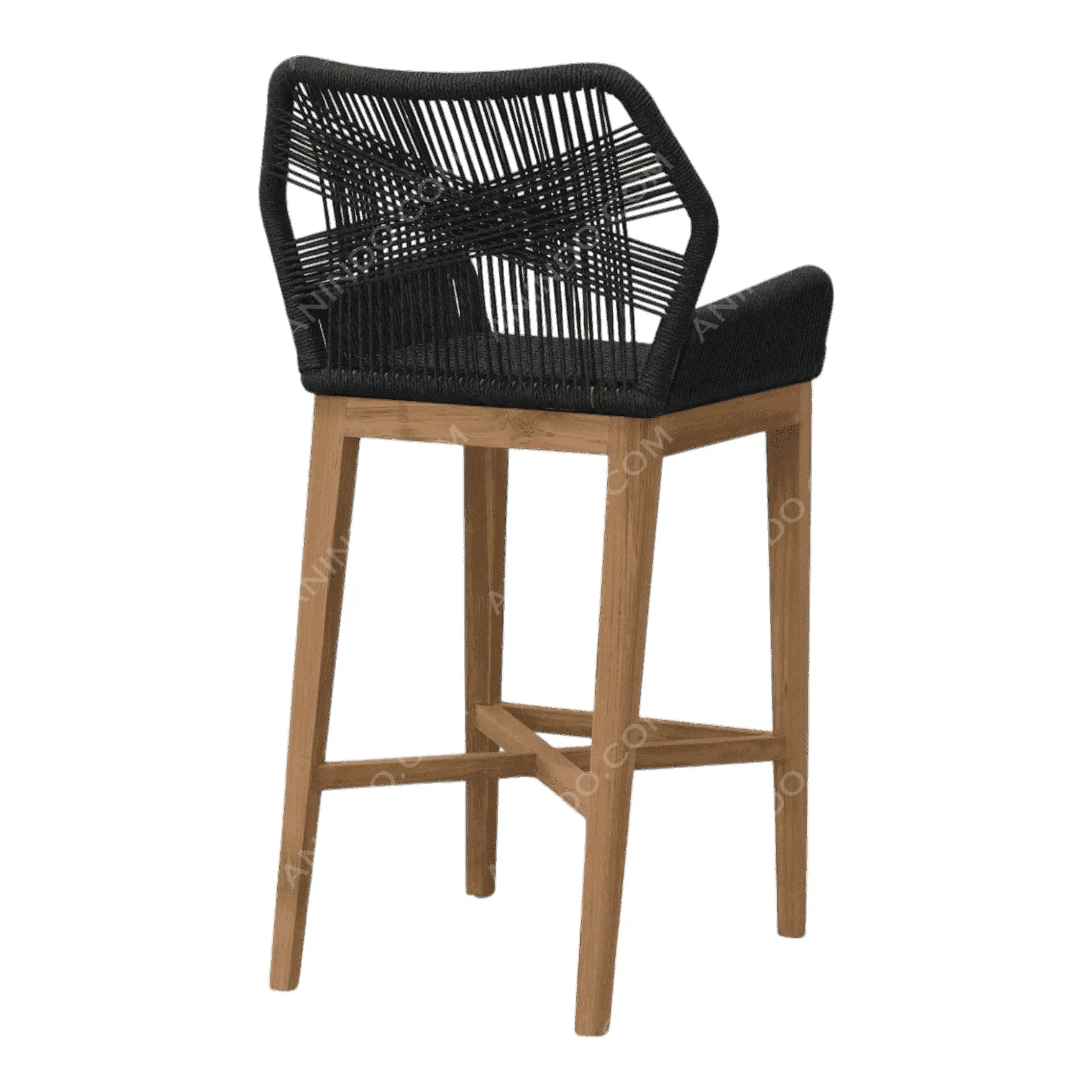 Marina Woven Bar Stool (Black) - Image 6