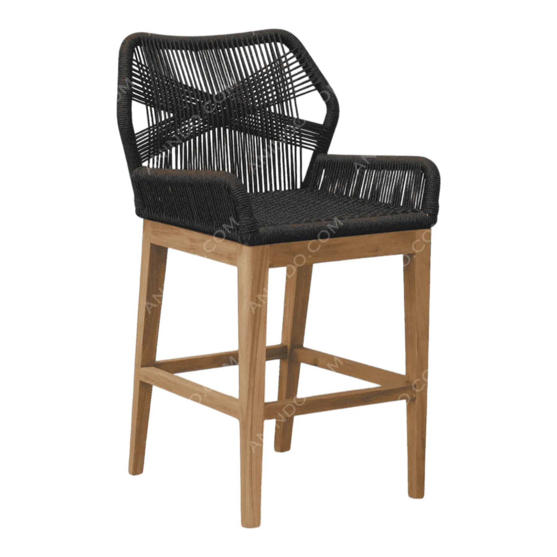 Marina Woven Bar Stool (Black) - Image 8